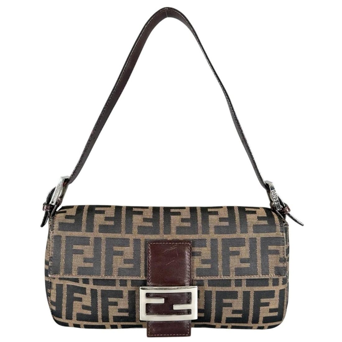 FENDI Zucca Mamma Bucket Handbag, Leather, Brown, Women's One-Shoulder Bag (1 of 19)