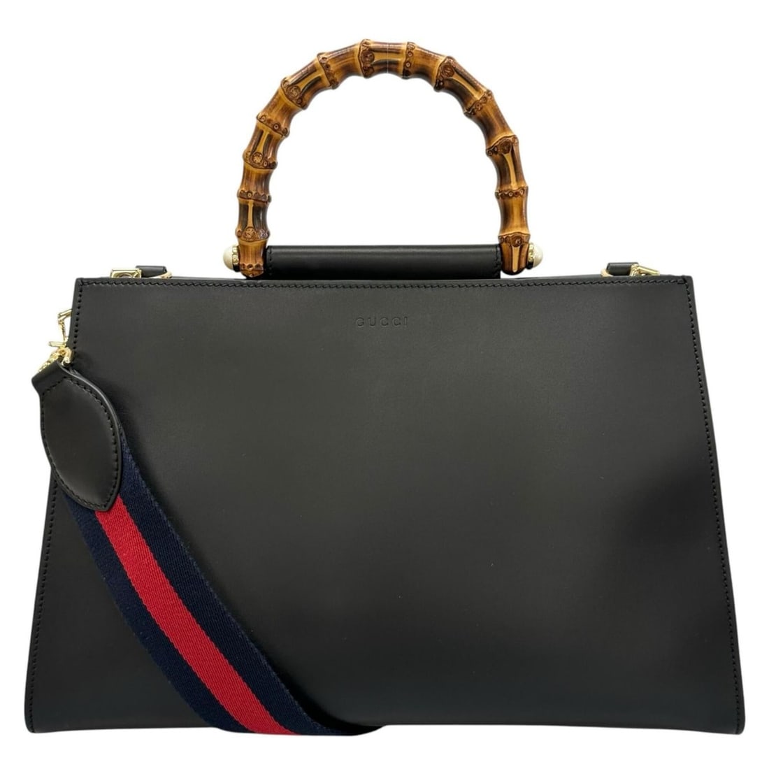 GUCCI Nymphaea Bamboo 453764 Handbag, Leather, Black, Women's, 2-way (1 of 18)