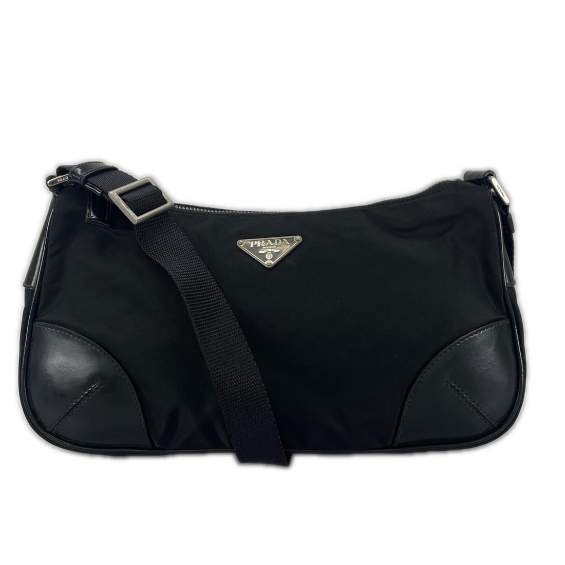 PRADA Prada Hobo Triangle Logo Shoulder Bag Nylon Black Women's One-Shoulder (1 of 15)