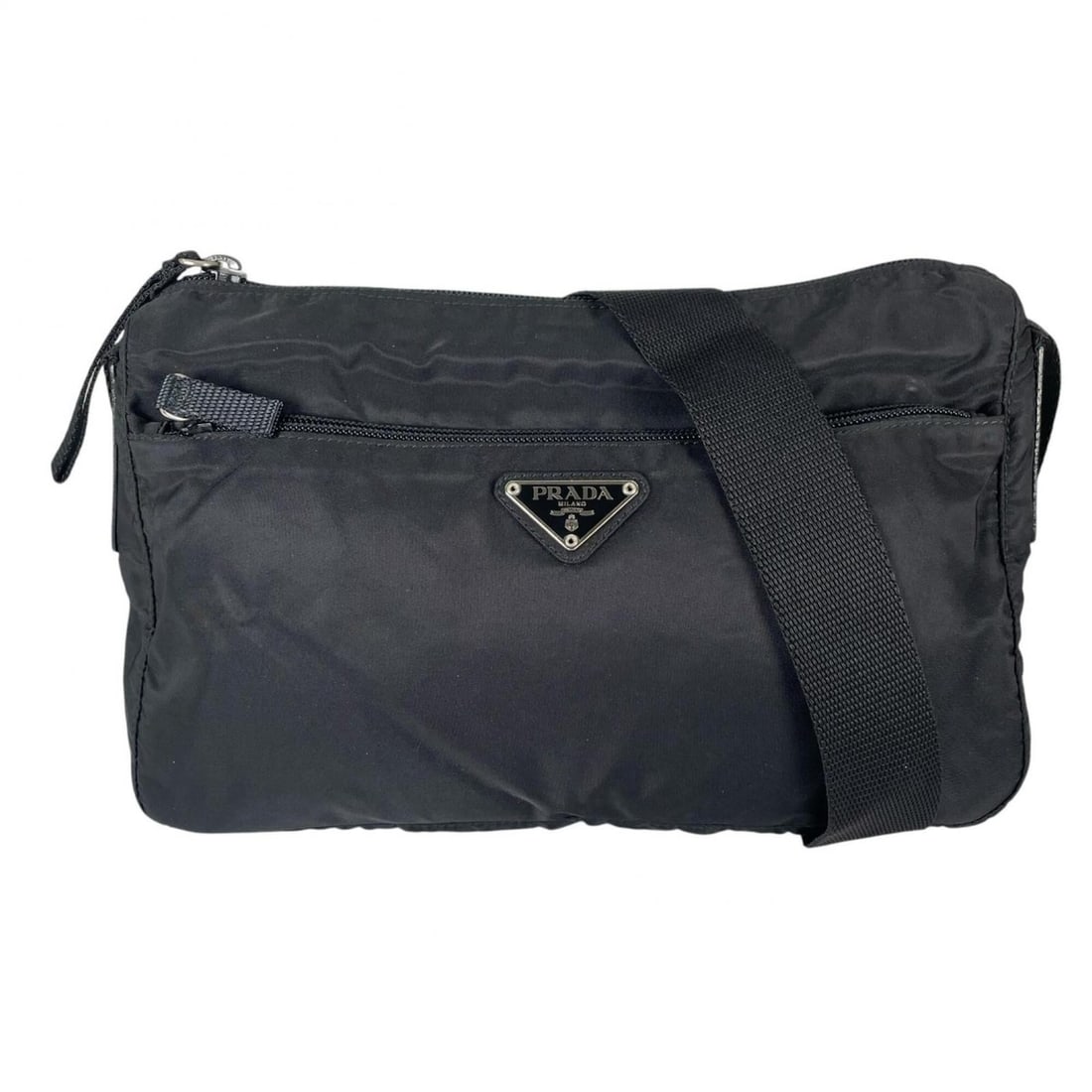PRADA Prada Triangle Logo Shoulder Bag Nylon Black Women's (1 of 16)