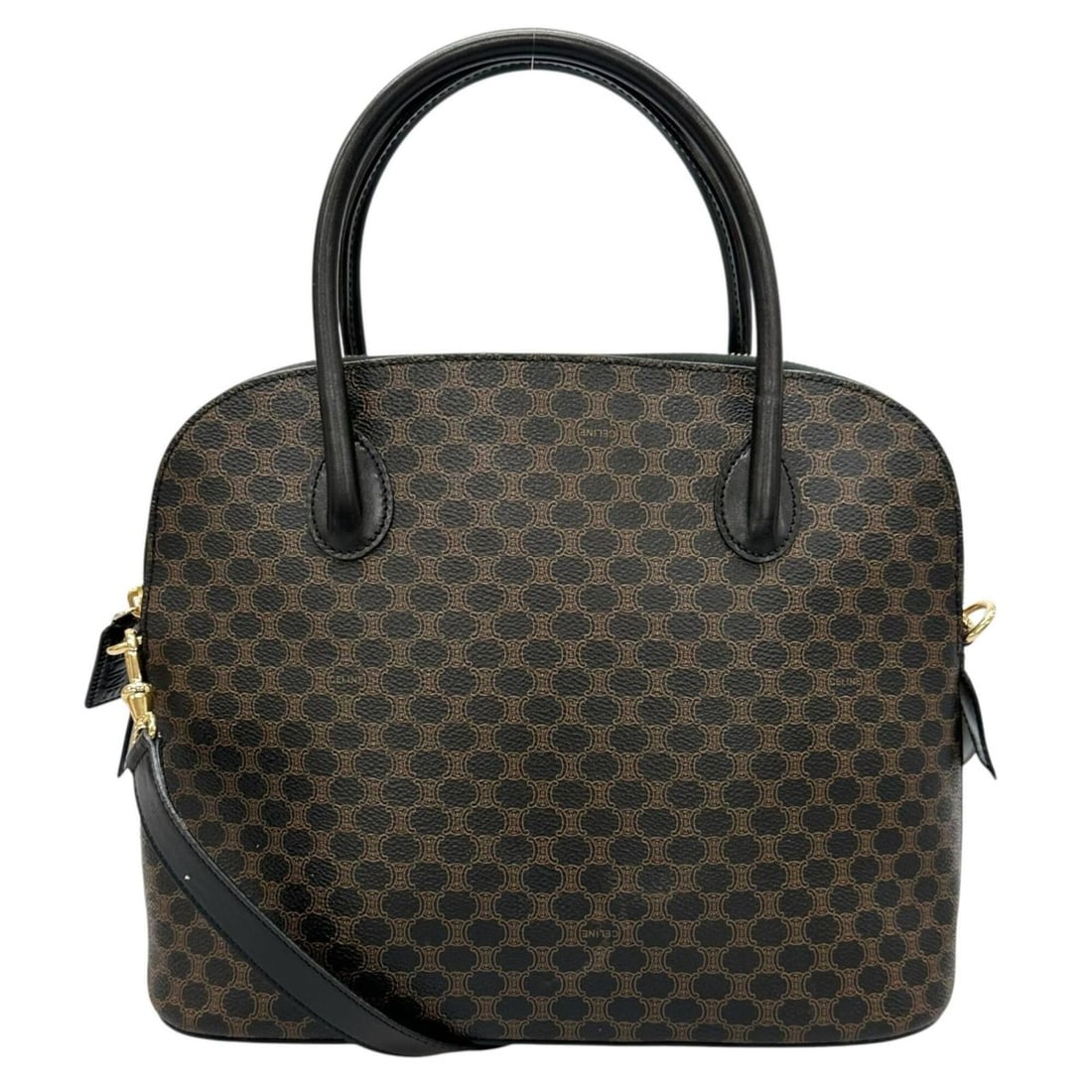 CELINE MC98-2 Handbag, Leather, Brown, Women's, 2-way, Macadam (1 of 15)