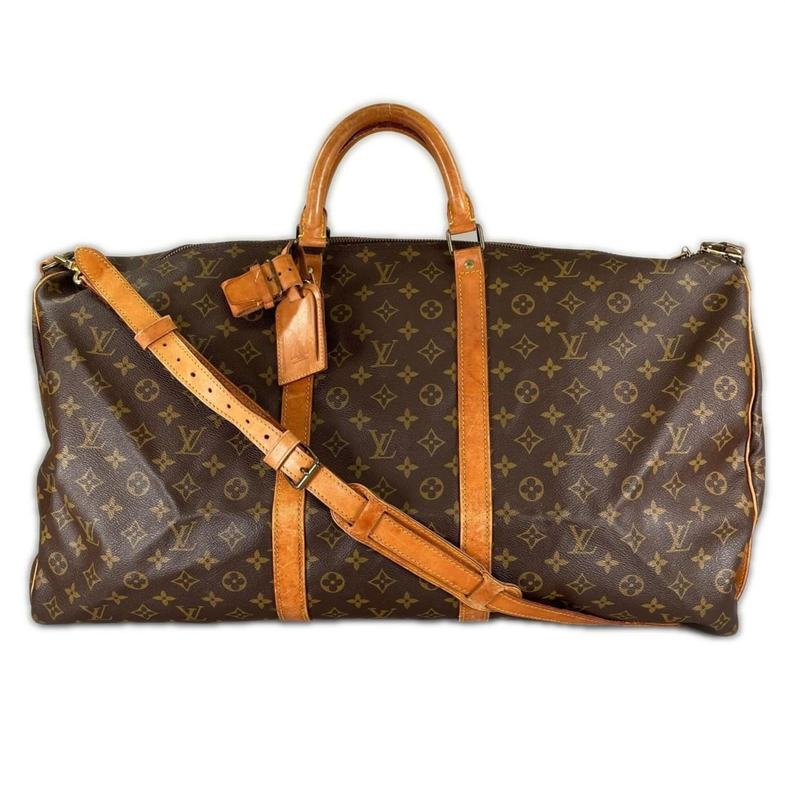 LOUIS VUITTON Keepall 60 Bandoulière Boston Bag, Monogram Canvas, Brown, Men's & Women's: --- Catalog ---Category: SizeSize (HxWxD): 31cm x 26cm x 60cm / 12.2'' x 10.23'' x 23.62''Category: DesignType: Boston bagColor: Brown, MonogramGender: Men,WomenMaterial: Monogram Category: