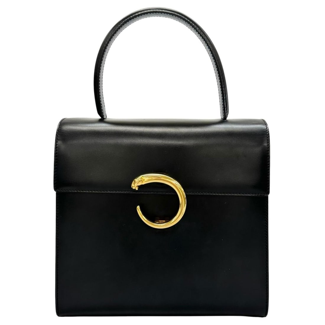 CARTIER Cartier Panthère handbag, calfskin, black, women's.: --- Catalog ---Category: SizeSize (HxWxD): 17.5cm x 21.5cm x 5.5cm / 6.88'' x 8.46'' x 2.16''Category: DesignType: HandbagColor: BlackGender: WomenMaterial: Leather Leather/Fur Type: