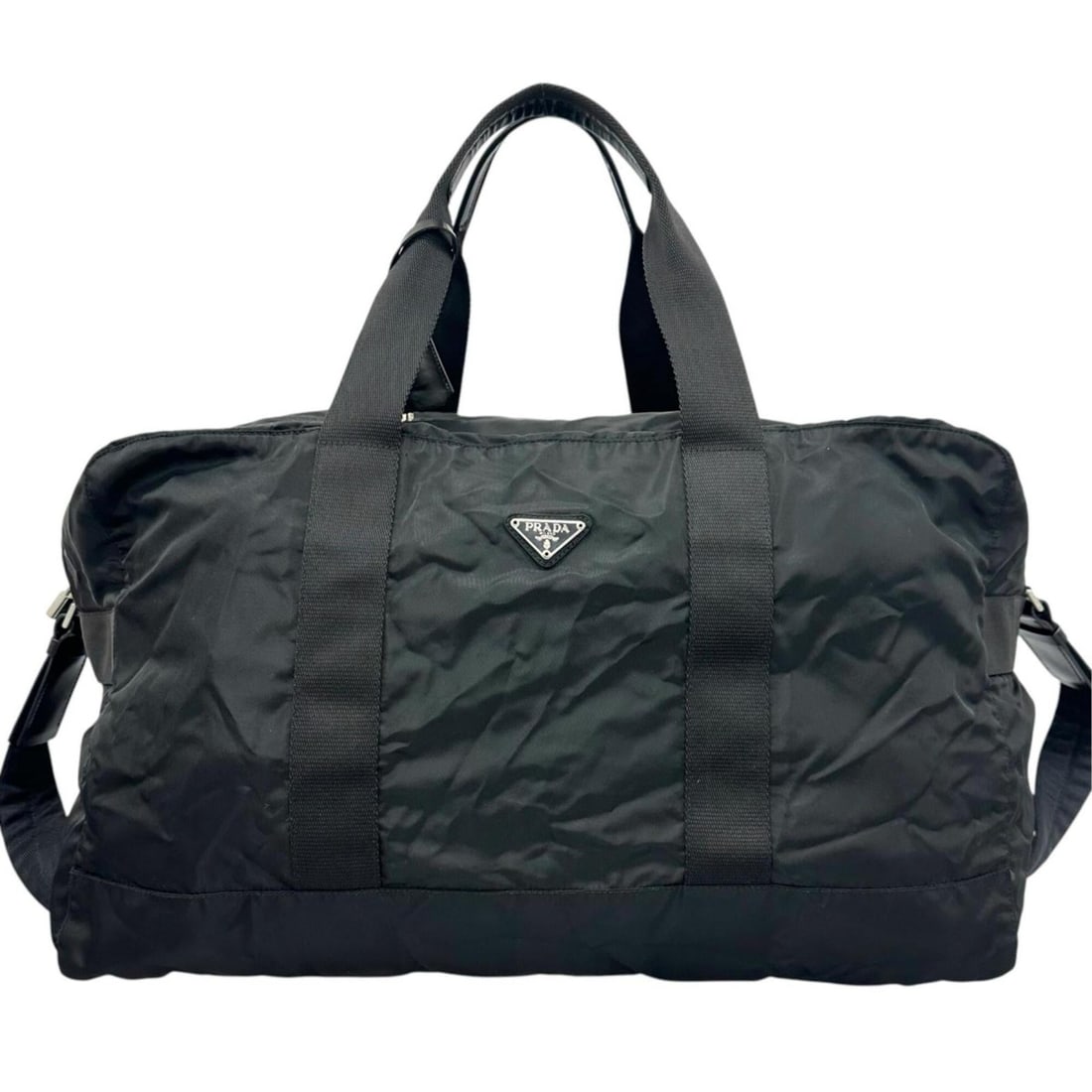 PRADA Triangle Logo Boston Bag, Nylon, Black, Men's & Women's (1 of 17)