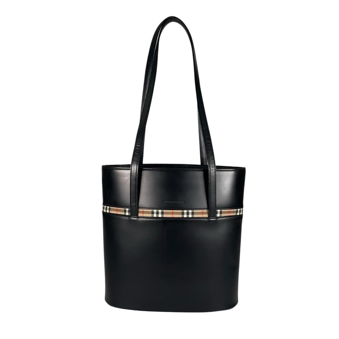 BURBERRY Nova Check Leather Handbag, Black, Women's (1 of 20)