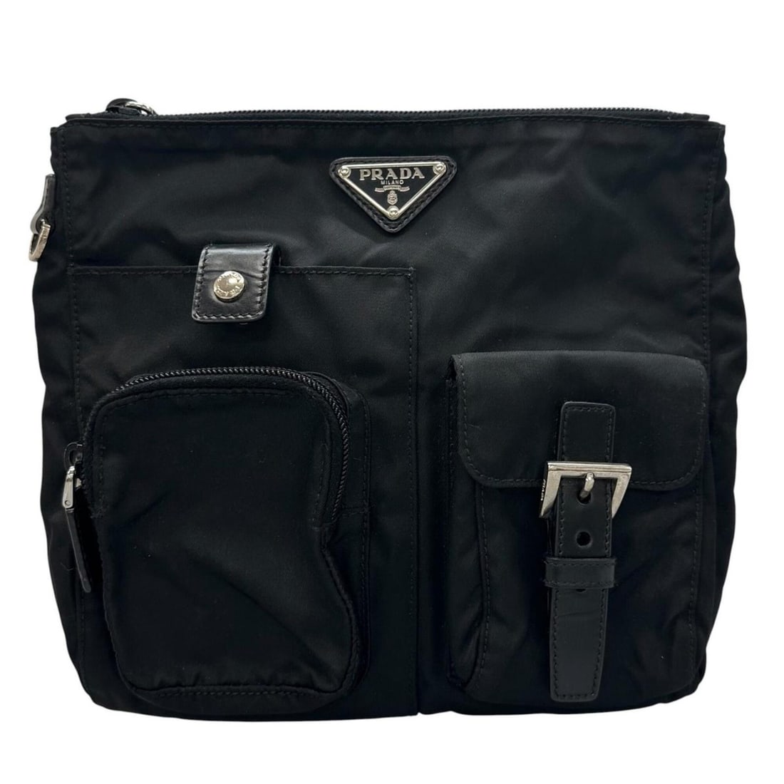 PRADA Triangle Logo BM0011 Waist Bag, Nylon, Black, Men's & Women's (1 of 15)