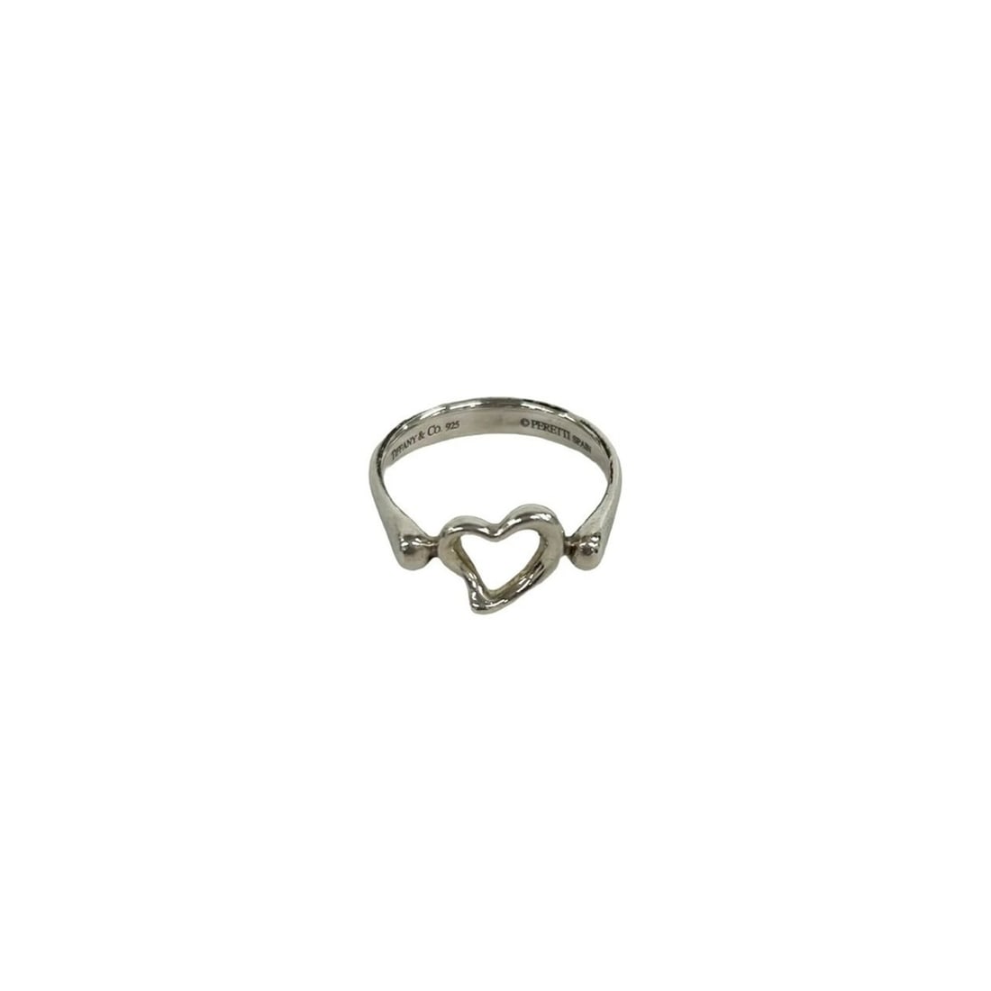 TIFFANY&Co. Tiffany Open Heart Ring, Sterling Silver 925, Women's Accessory, Item Number 25624: --- Catalog ---Category: SizeJP Size: 10US Size: 5.5Category: DesignType: Band ringColor: SilverGender: WomenMaterial: Silver 925Category: GeneralBrand: Tiffany--- Item List ---Section: ConditionRanki