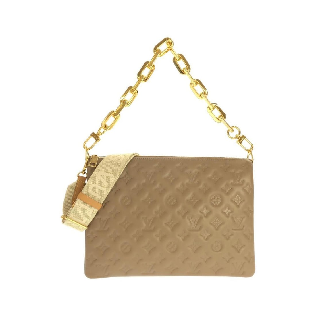 Louis Vuitton Coussin MM M21276 Shoulder Bag: --- Catalog ---Category: SizeSize (HxWxD): 24cm x 34cm x 5cm / 9.44'' x 13.38'' x 1.96''Category: DesignType: Shoulder bagColor: TaupeGender: Men,WomenMaterial: Leather Hardware Color: