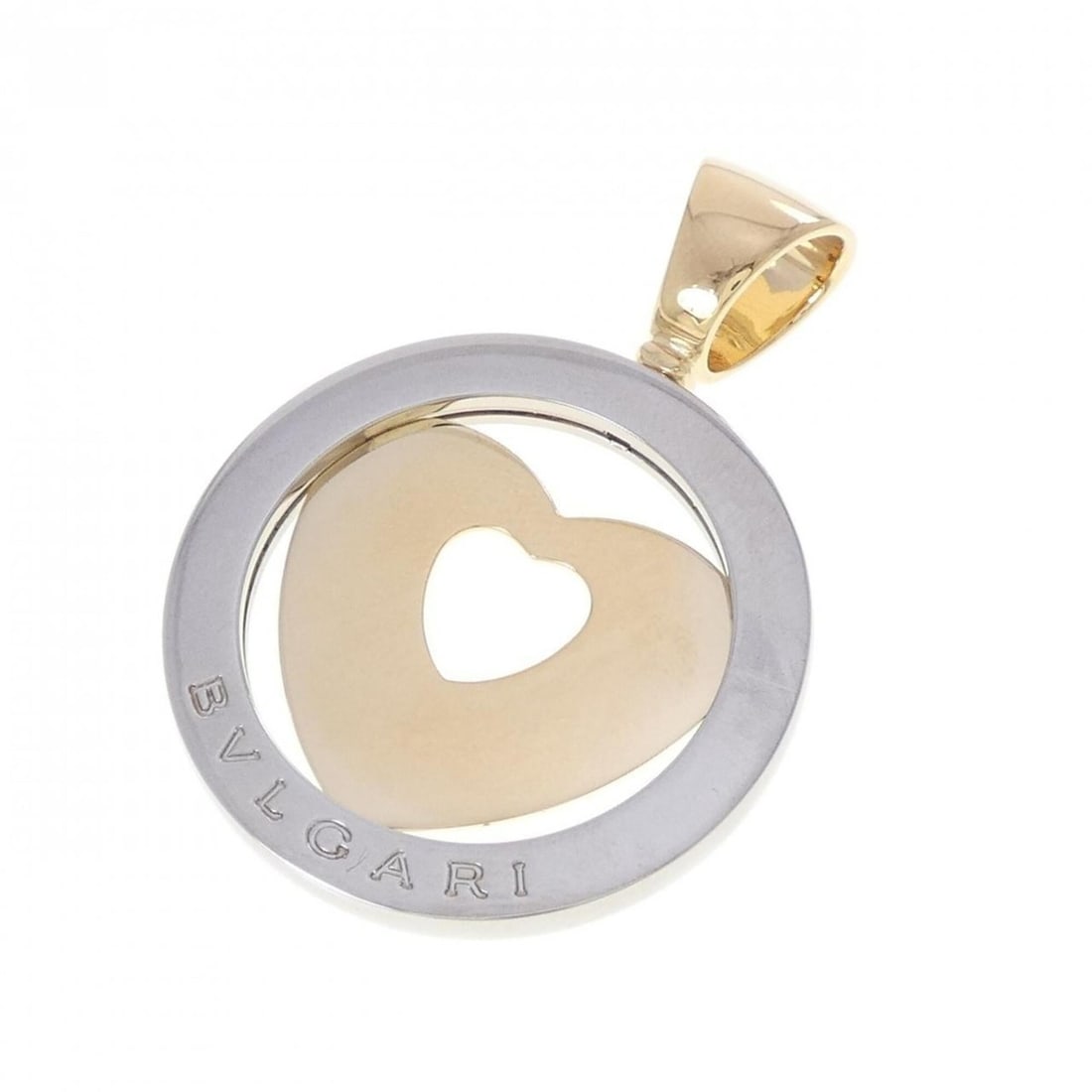 Bvlgari Tondo Heart Pendant: --- Catalog ---Category: SizePendant Size: 43.8mm x 31.5mm / 1.72'' x 1.24''Category: DesignGender: WomenMaterial: Stainless steel, Yellow gold (18K)Necklace Type: PendantCategory: GeneralBrand: