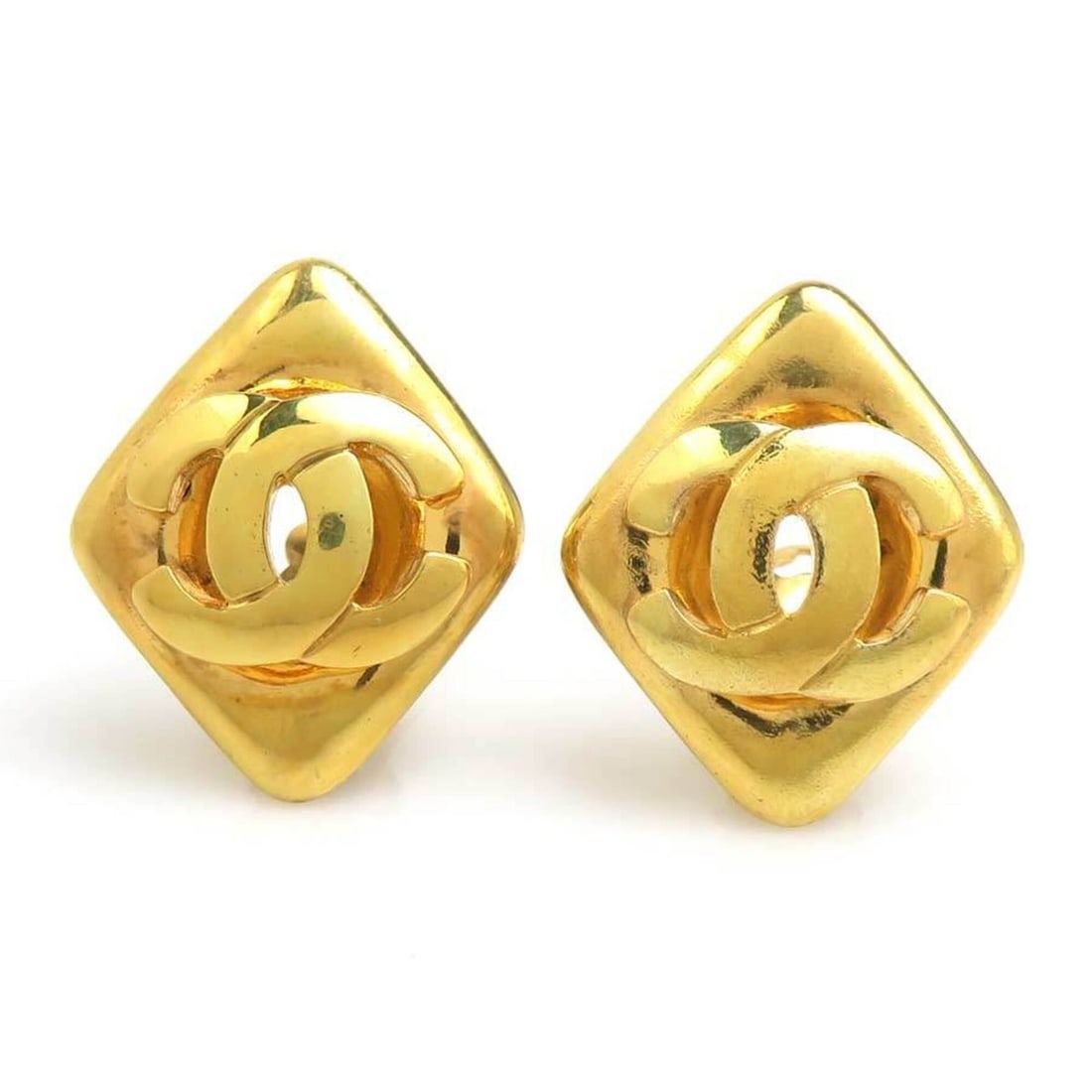 Chanel earrings, Coco Mark design, metal, gold, women's, e61934a (1 of 12)