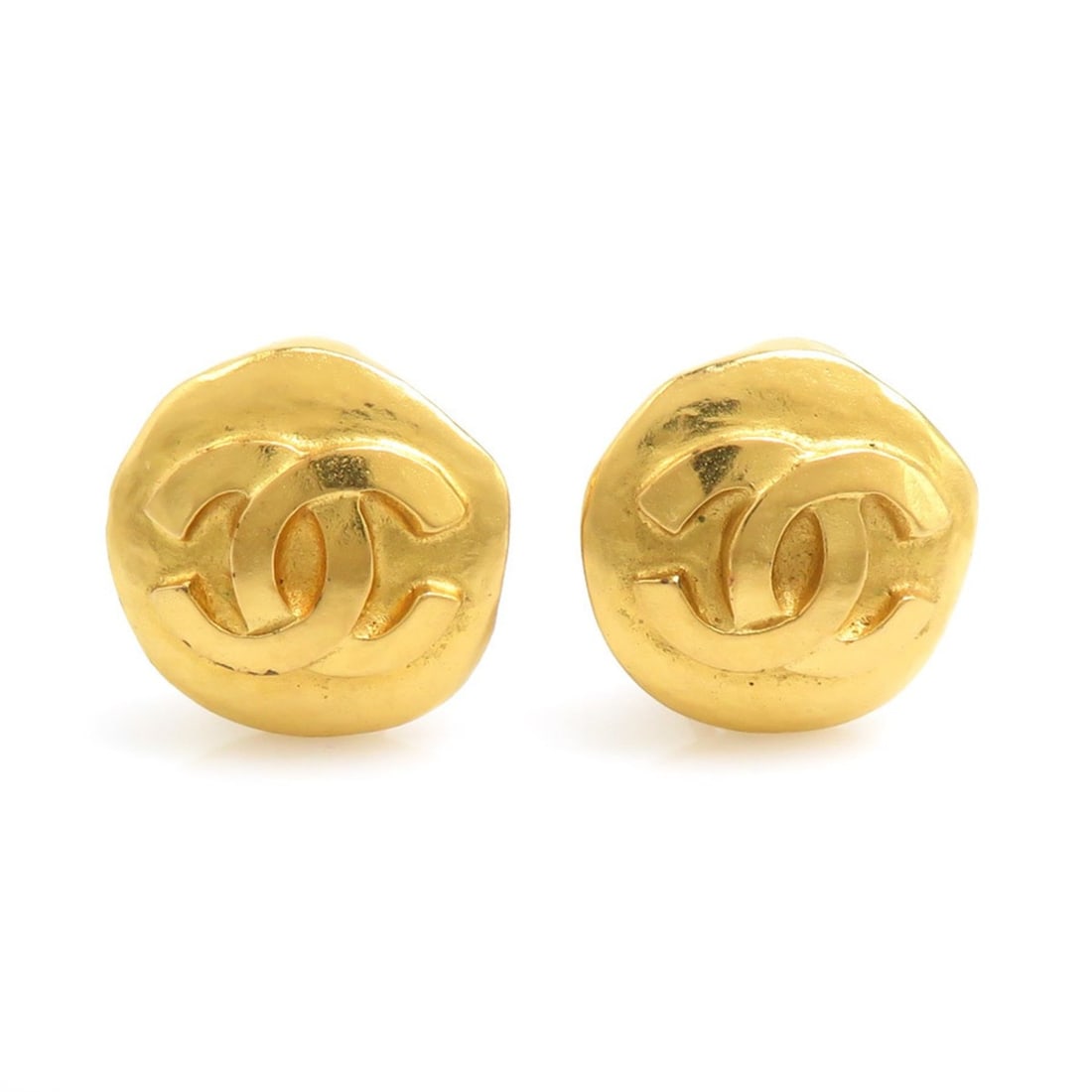 Chanel earrings, Coco Mark design, metal, gold, women's, e61933 (1 of 13)
