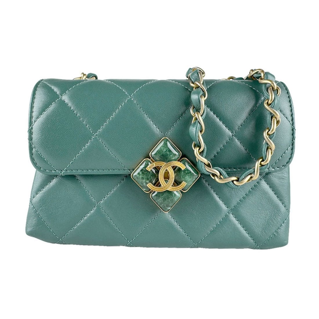 Chanel CHANEL Shoulder Bag Leather Green Women's z9757 (1 of 12)