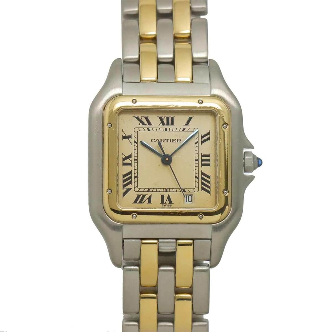 Cartier Panthère MM 2-Row 83083242 Date Two-Tone Boys' Watch Ivory YG Yellow Gold Quartz (1 of 10)