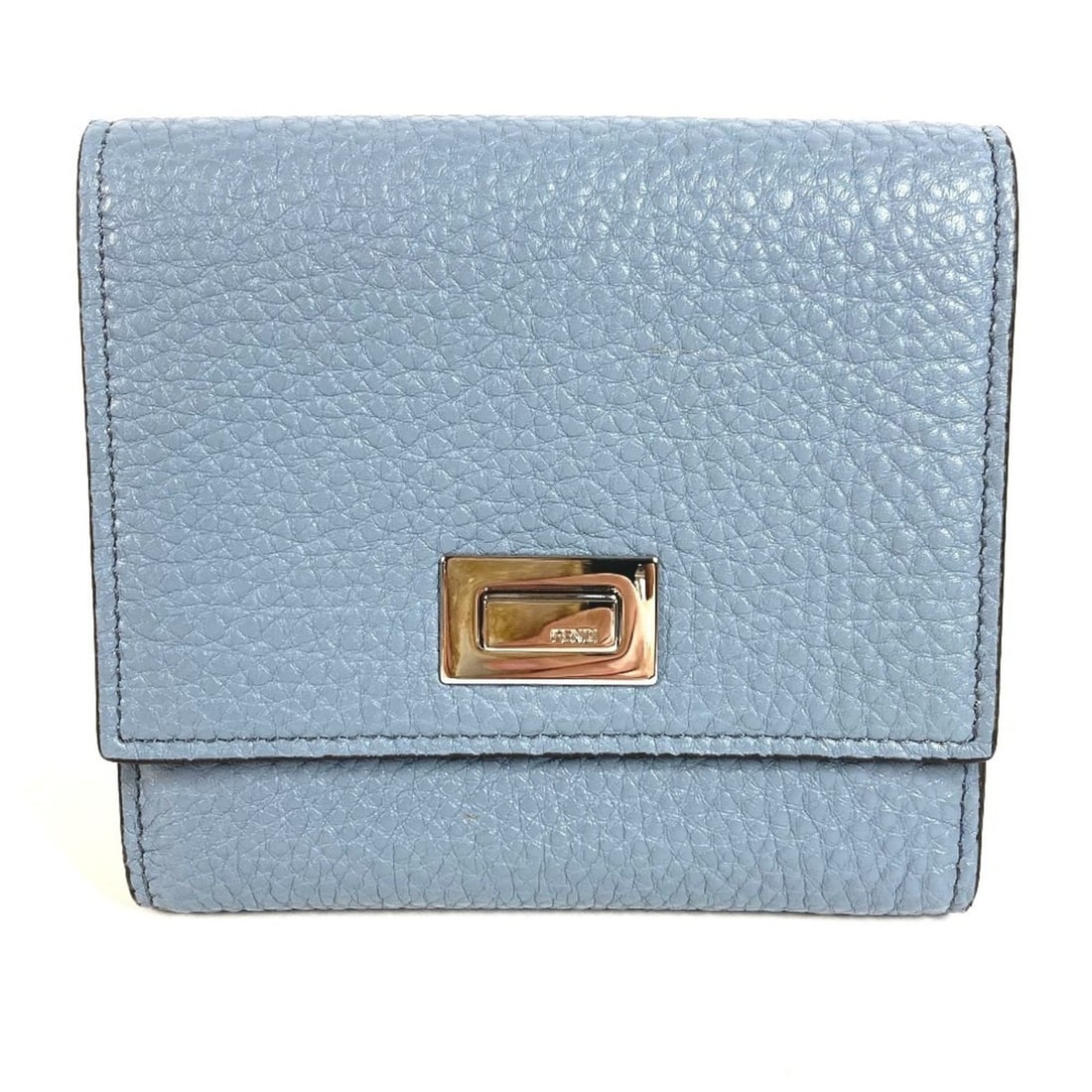 FENDI 8M0438 Peekaboo Logo Compact Wallet, Bi-fold Leather, Men's/Women's, Blue, Like New (1 of 17)