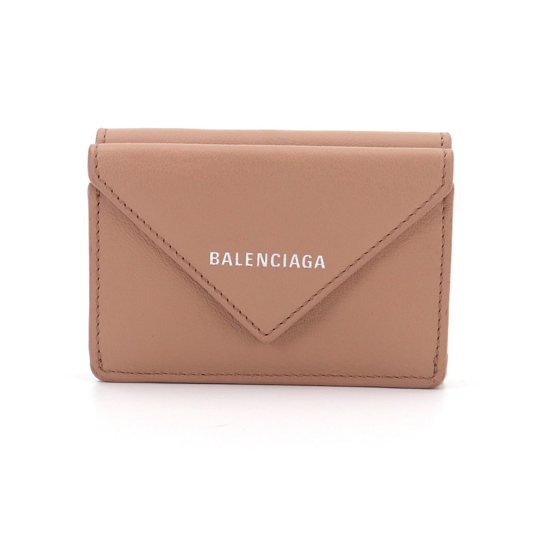 Balenciaga Paper Mini Wallet, Tri-fold Leather, Beige, 391446, Silver Hardware, Papier Wallet (1 of 15)
