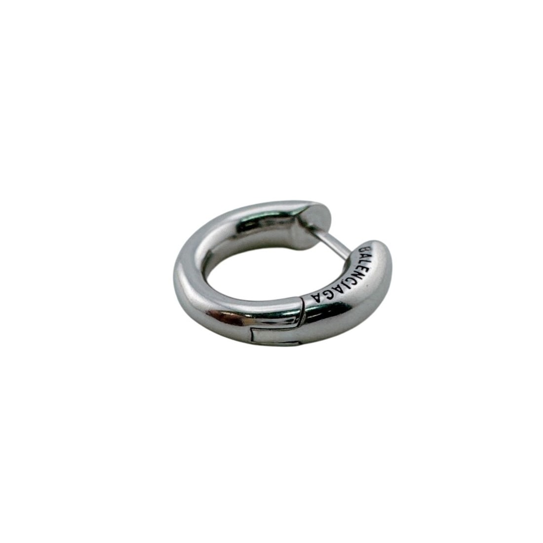 BALENCIAGA hoop earring (single earring) with logo, silver jewelry. (1 of 18)