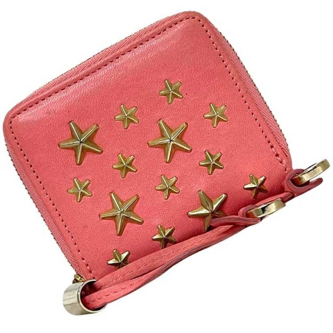 Jimmy Choo coin case, pink, penny leather, star studs.: --- Catalog ---Category: SizeSize (HxWxD): 8cm x 9cm x 1.5cm / 3.14'' x 3.54'' x 0.59''Category: DesignType: Coin purse/coin caseColor: PinkGender: WomenMaterial: Leather Category: GeneralBrand: Jimmy