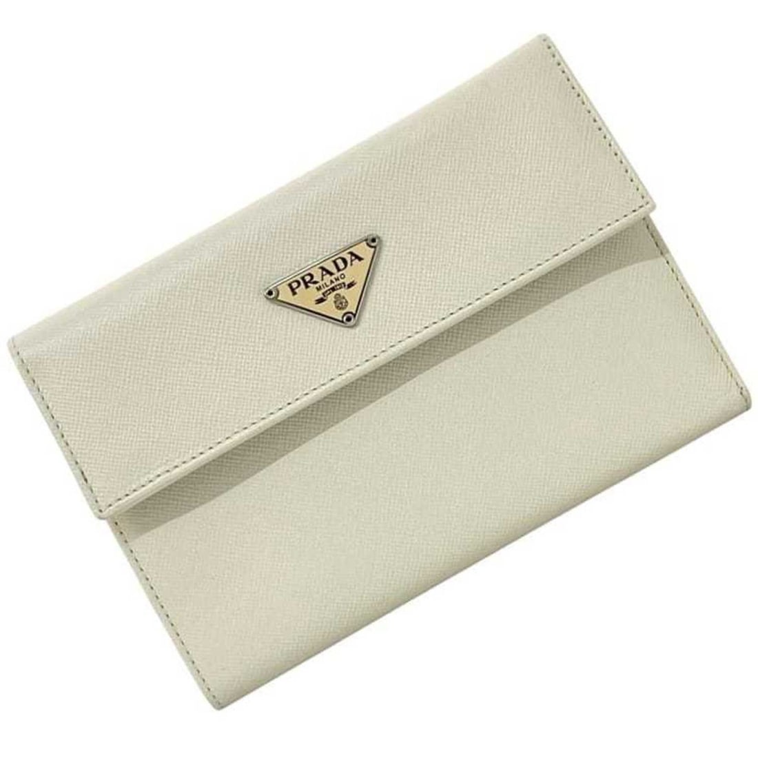 Prada Tri-fold Wallet, White, TALCO M510A, Saffiano Leather, Size 8, PRADA: --- Catalog ---Category: SizeSize (HxWxD): 10cm x 15cm x 3cm / 3.93'' x 5.9'' x 1.18''Category: DesignType: Wallet (tri-fold)Color: Talco, WhiteGender: WomenMaterial: Leather Leather/Fur Type: Saffian