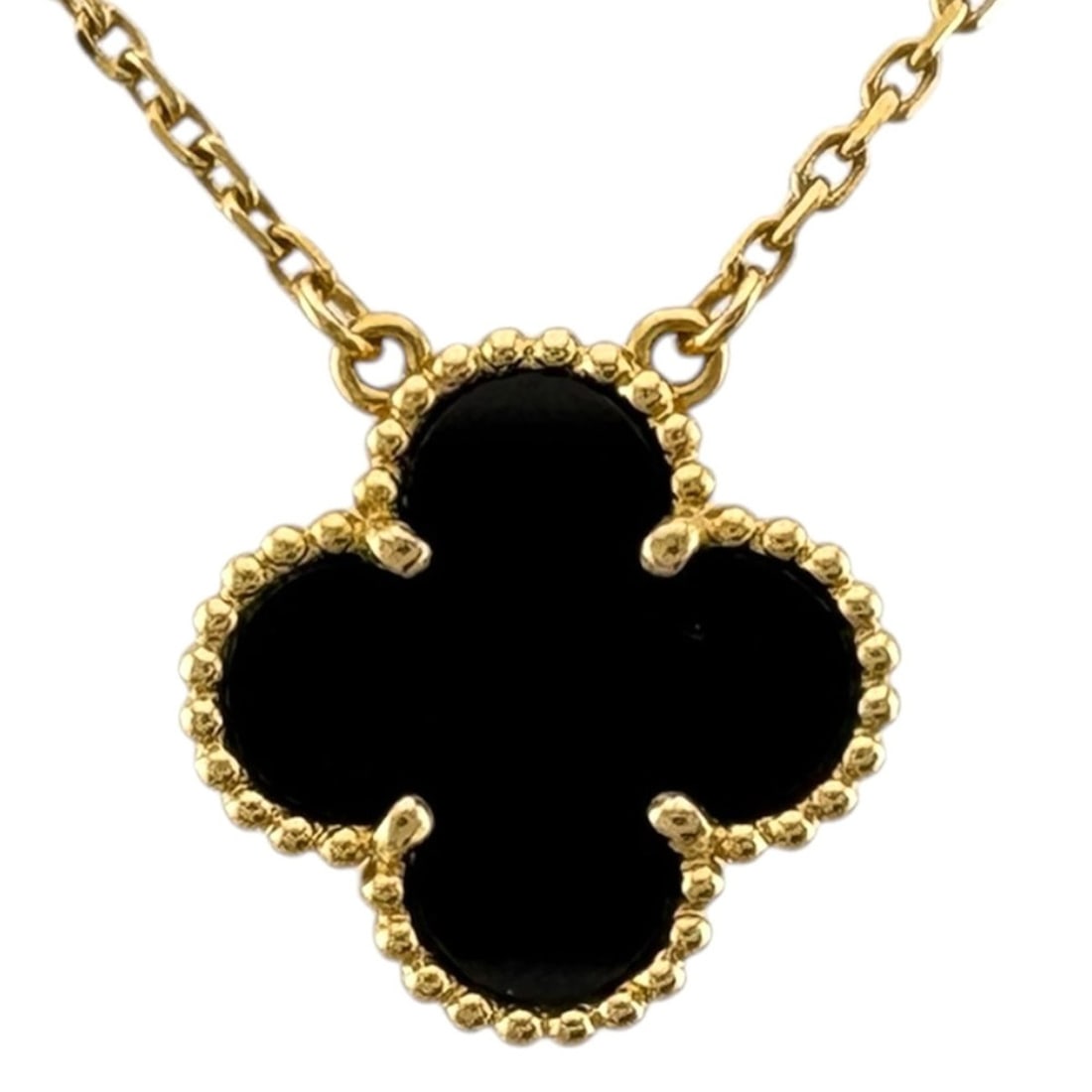 Van Cleef & Arpels Vintage Enhambra Necklace, 18K Yellow Gold, Onyx, Women's.: --- Catalog ---Category: SizeNeck Circumference: 42 cm / 16.53''Category: DesignColor: Yellow goldGender: WomenMaterial: Yellow goldNecklace Type: NecklaceCategory: GeneralBrand: Van Cleef & Arpels---