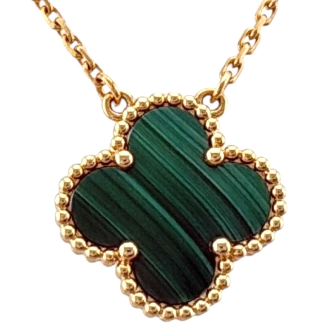 Van Cleef & Arpels Vintage Enhambra Necklace, 18K Yellow Gold Malachite, Women's. (1 of 16)