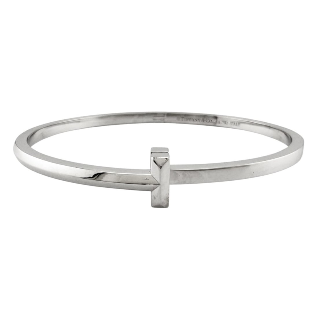 Tiffany & Co. T One Narrow Hinge Bangle, 18K White Gold, Women's. (1 of 20)