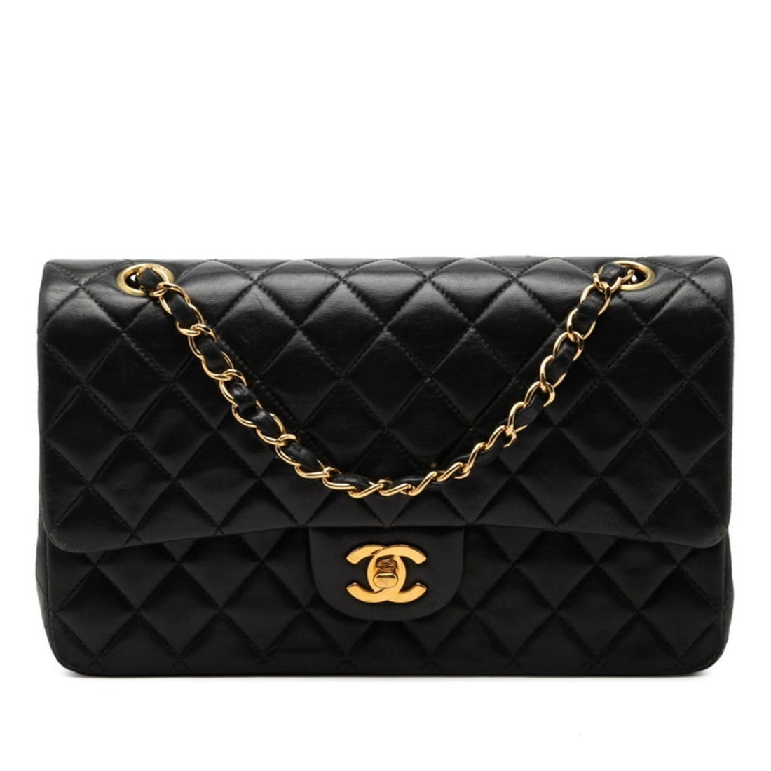 Chanel Coco Mark Matelassé 25 Double Flap Chain Shoulder Bag, Navy Lambskin, Women's CHANEL: --- Catalog ---Category: SizeSize (HxWxD): 15cm x 25cm x 6.5cm / 5.9'' x 9.84'' x 2.55''Category: DesignType: Shoulder bagColor: NavyGender: WomenMaterial: Leather Leather/Fur Type: LambskinCategory: 