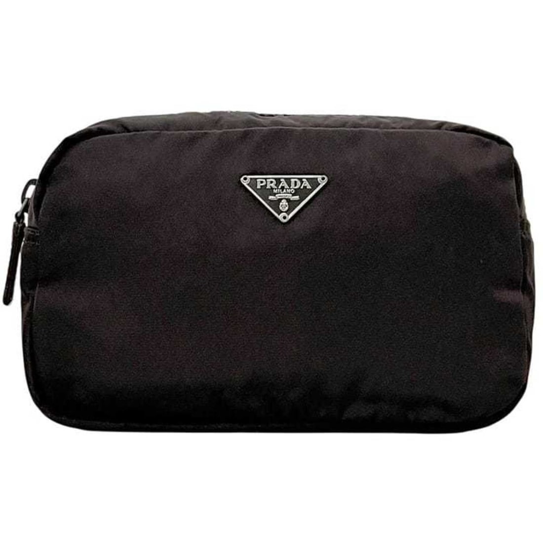 Prada pouch, dark brown, Tessuto nylon, size 25.: --- Catalog ---Category: SizeSize (HxWxD): 10cm x 17cm x 4cm / 3.93'' x 6.69'' x 1.57''Category: DesignType: PouchColor: Brown, Dark brownGender: Women,MenMaterial: Nylon Category: GeneralBrand: