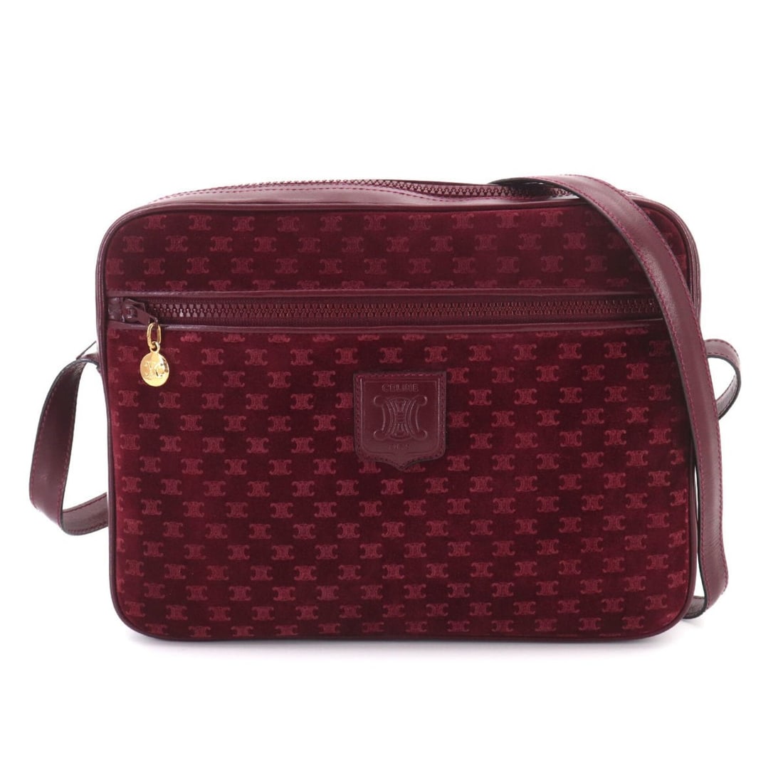 Celine Macadam Shoulder Handbag, Suede Leather, Bordeaux, Gold Hardware: --- Catalog ---Category: SizeSize (HxWxD): 20.5cm x 27.5cm x 6.5cm / 8.07'' x 10.82'' x 2.55''Category: DesignType: Shoulder bagColor: BordeauxGender: WomenMaterial: Suede , Leather Category:
