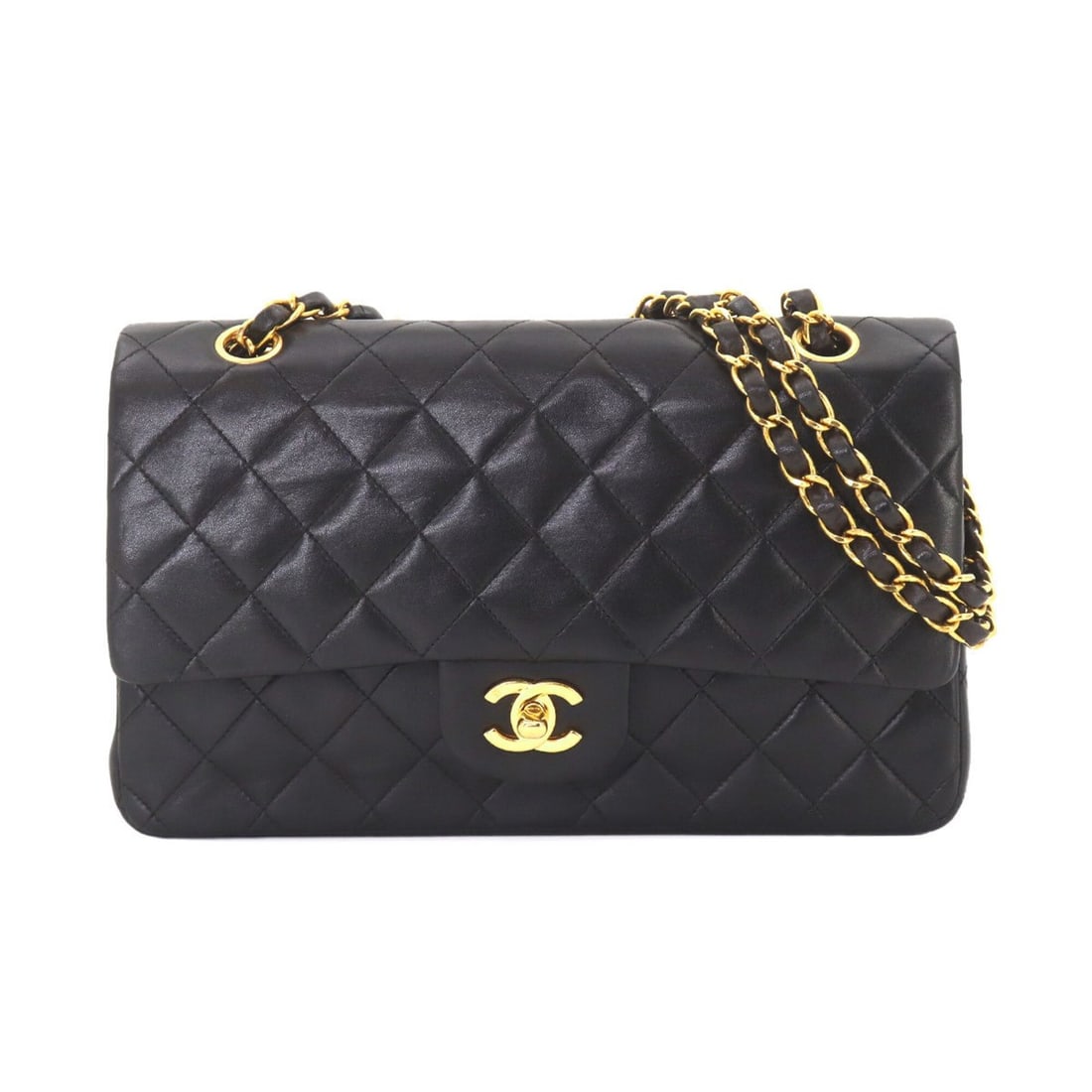 Chanel Matelasse 25 Chain Shoulder Handbag, Lambskin, Black, A01112, Gold Hardware, Coco Mark.: --- Catalog ---Category: SizeSize (HxWxD): 15.5cm x 25.5cm x 6cm / 6.1'' x 10.03'' x 2.36''Category: DesignType: Handbag, Shoulder bagColor: BlackGender: WomenMaterial: Leather Leather/Fur Type: