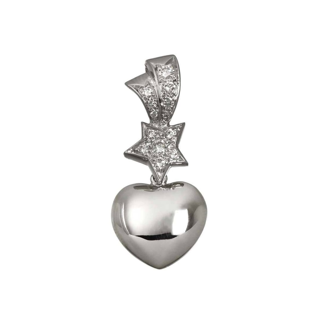 Chanel Comet Heart Star Diamond Pendant Top 18K WG White Gold 750 Charm: --- Catalog ---Category: SizePendant Size: 31mm x 13.3mm / 1.22'' x 0.52''Category: DesignGender: WomenMaterial: White gold (18K)Necklace Type: PendantCategory: GeneralBrand: Chanel--- Item List