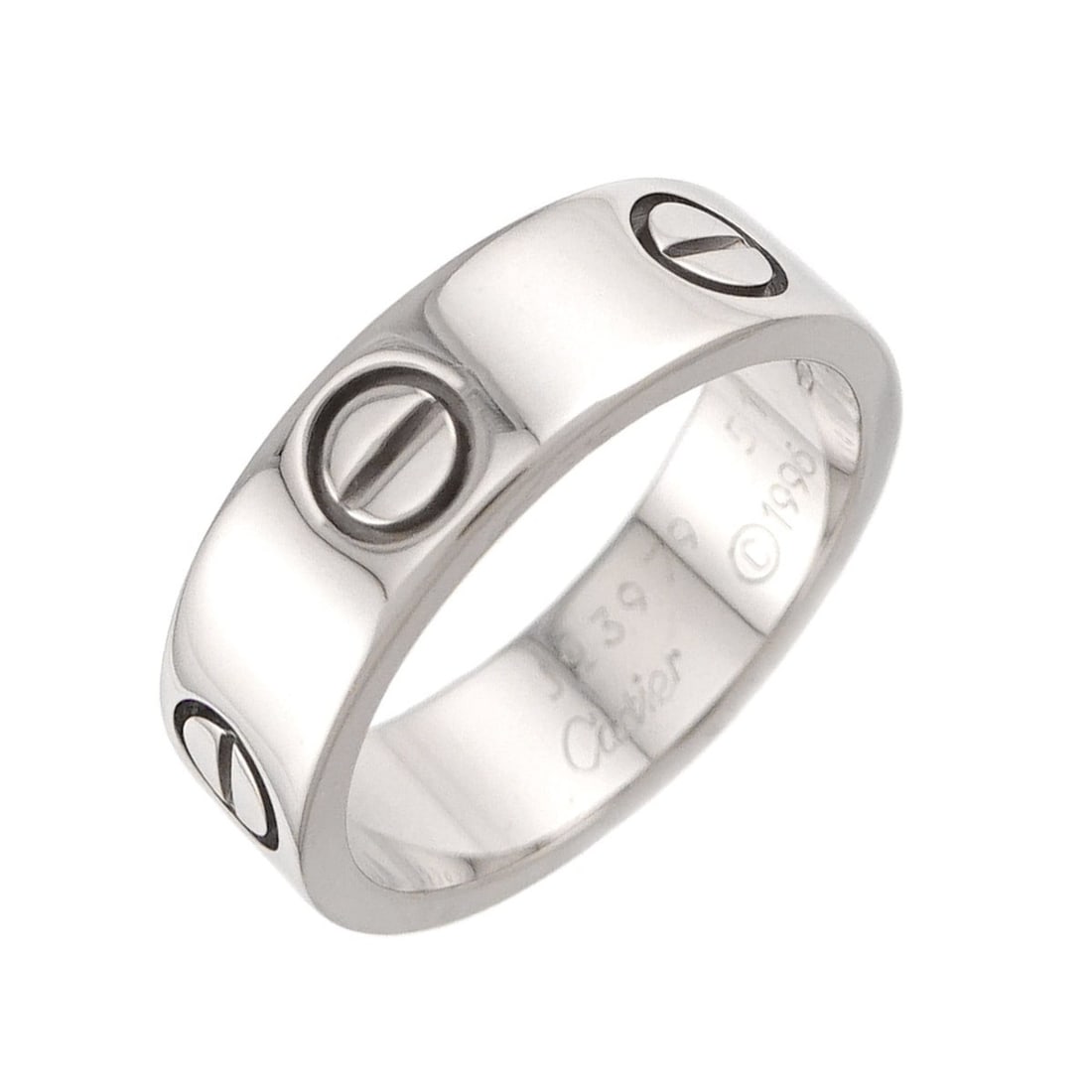 Cartier Love Classic #51 Ring, 18K WG (White Gold 750): --- Catalog ---Category: SizeUS Size: 6Brand Size: 51Category: DesignType: Band ringGender: WomenMaterial: White gold (18K)Category: GeneralBrand: Cartier--- Item List ---Section: ConditionRanking: