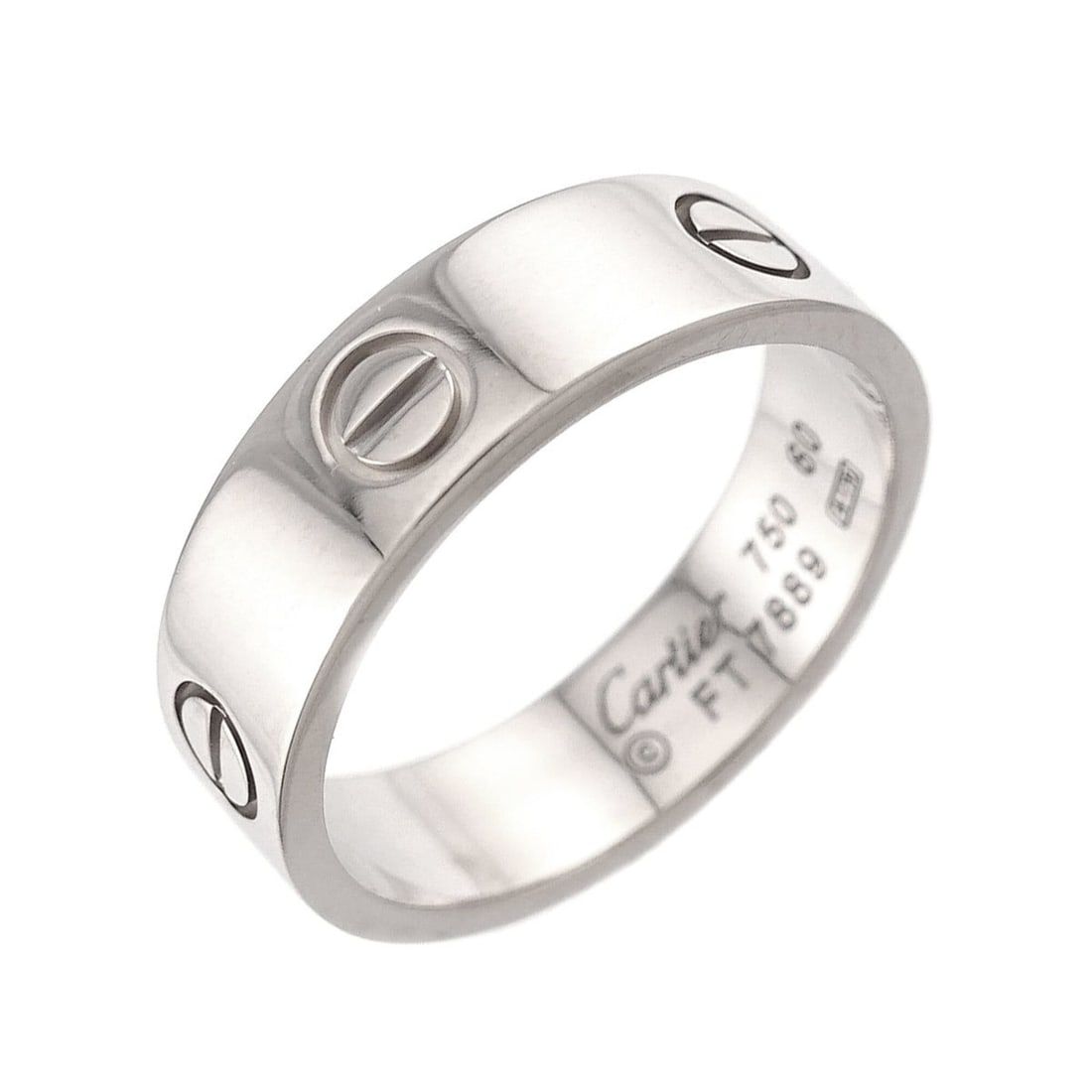 Cartier Love Ring #60, 18K WG (White Gold 750): --- Catalog ---Category: SizeUS Size: 10Brand Size: 60Category: DesignType: Band ringGender: MenMaterial: White gold (18K)Category: GeneralBrand: Cartier--- Item List ---Section: ConditionRanking: