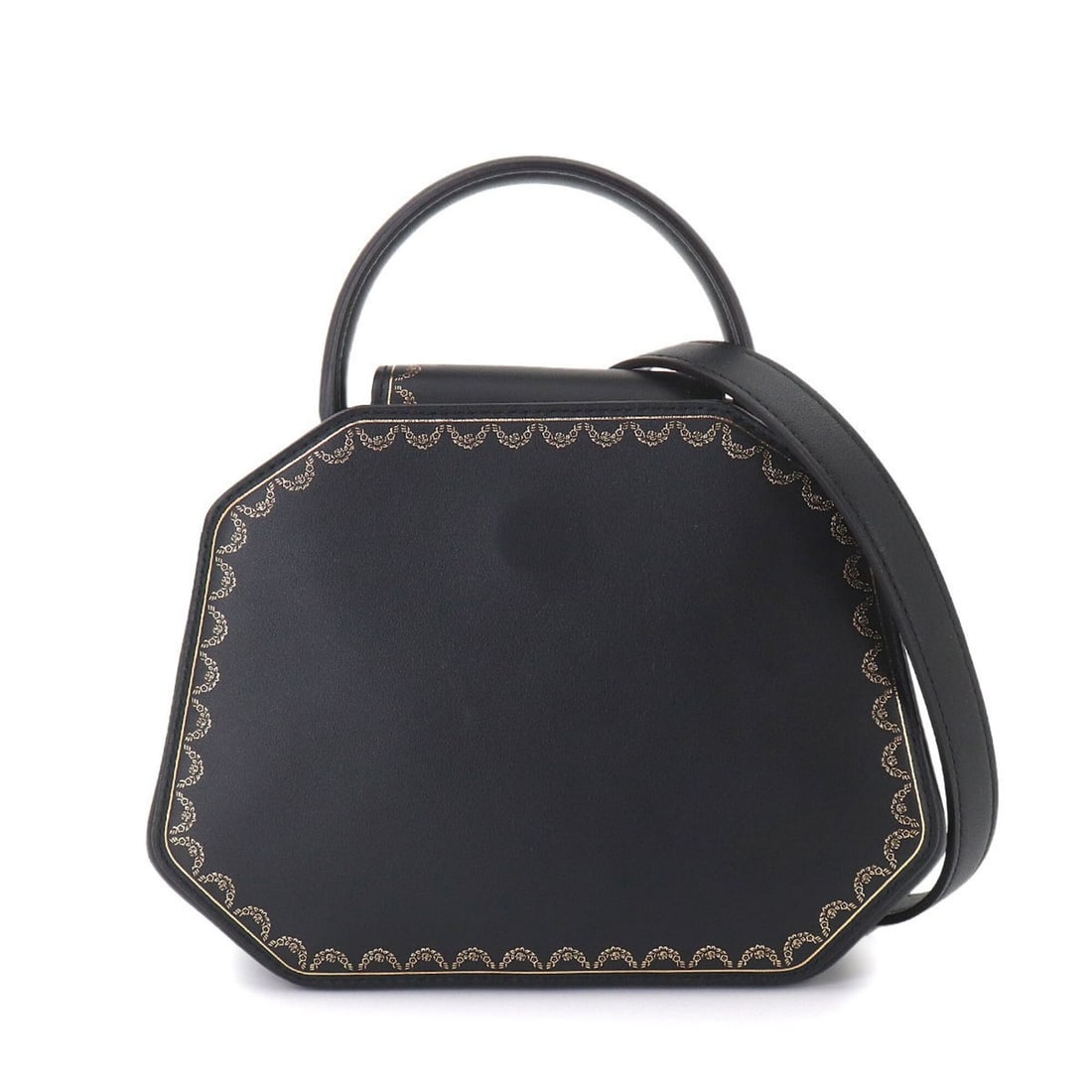 Cartier Guirlande de Mini 2-way Hand/Shoulder Handbag, Leather, Black: --- Catalog ---Category: SizeSize (HxWxD): 16.5cm x 21cm x 8.5cm / 6.49'' x 8.26'' x 3.34''Category: DesignType: HandbagColor: BlackGender: WomenMaterial: Leather Category: GeneralBrand: