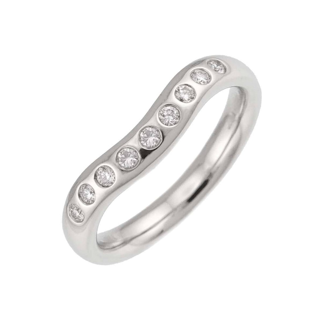 Tiffany & Co. Wide Curved Band Ring with Diamonds, Platinum (Pt) (1 of 11)