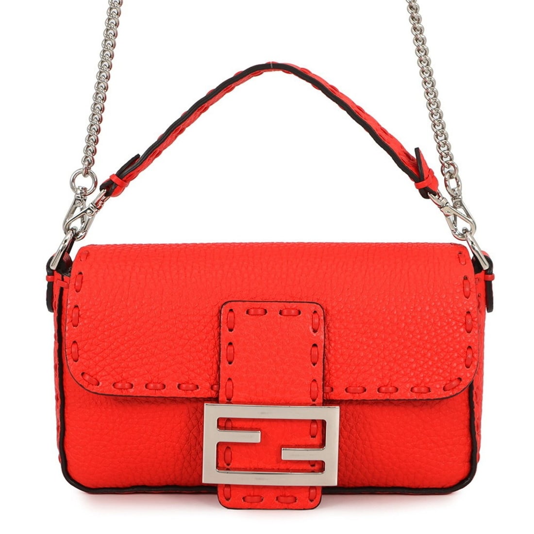 Fendi Selleria FF Baguette Mini Handbag 8BS017 FENDI 2-way Shoulder Bag for Women: --- Catalog ---Category: SizeSize (HxWxD): 11cm x 19cm x 5cm / 4.33'' x 7.48'' x 1.96''Category: DesignType: Shoulder bagColor: Red colorGender: WomenMaterial: Leather Category: GeneralBrand: FendiCou