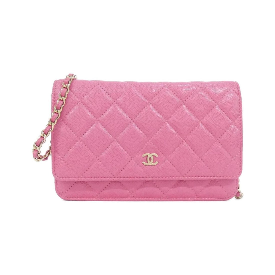 Chanel Timeless Classic Line 33814 Wallet Chain: --- Catalog ---Category: SizeSize (HxWxD): 13cm x 19cm x 4cm / 5.11'' x 7.48'' x 1.57''Category: DesignType: Chain/Shoulder walletColor: PinkGender: WomenMaterial: Grained Calfskin Category:
