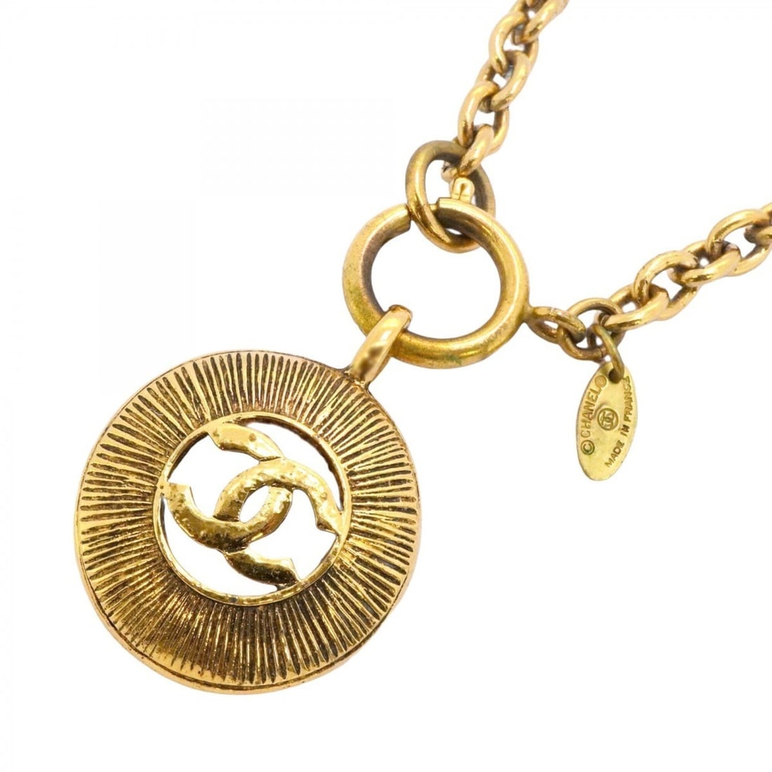 Chanel Necklace, Coco Mark Circle, GP Plated Gold, Women's (1 of 8)