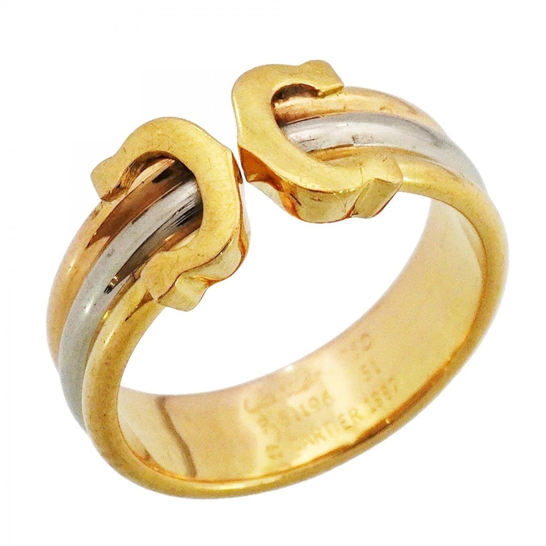 Cartier Ring 2C 18K Yellow Gold (KYG), White (18KWG), Pink (18KPG) Size 51 Women's P2934930 (1 of 15)