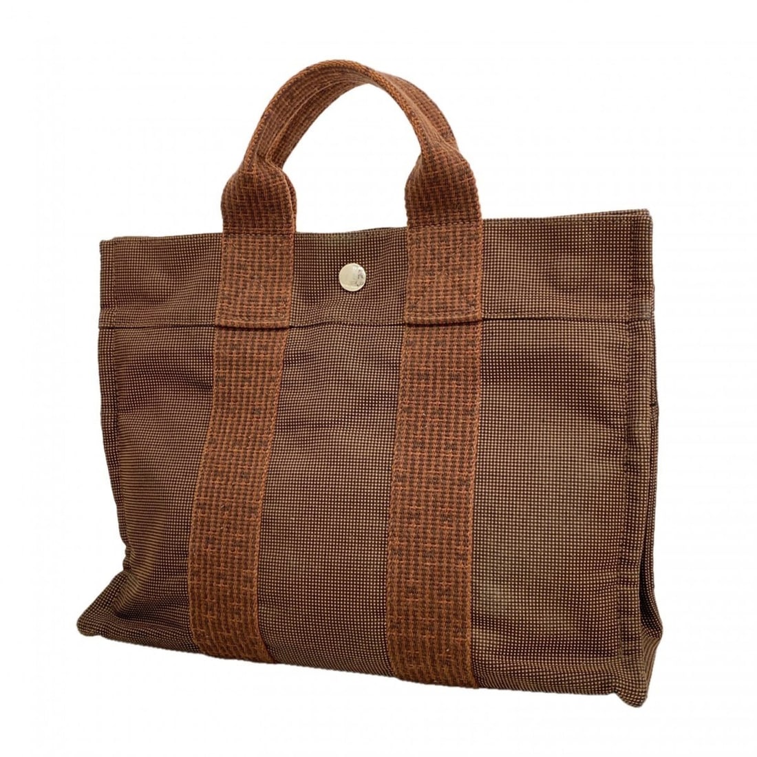 Hermes Herline PM Canvas Handbag, Brown, Men's/Women's, P2929377: --- Catalog ---Category: SizeSize (HxWxD): 23cm x 31cm x 9cm / 9.05'' x 12.2'' x 3.54''Category: DesignType: HandbagColor: BrownGender: Men,WomenMaterial: Canvas Hardware Color: SilverCategory: Genera