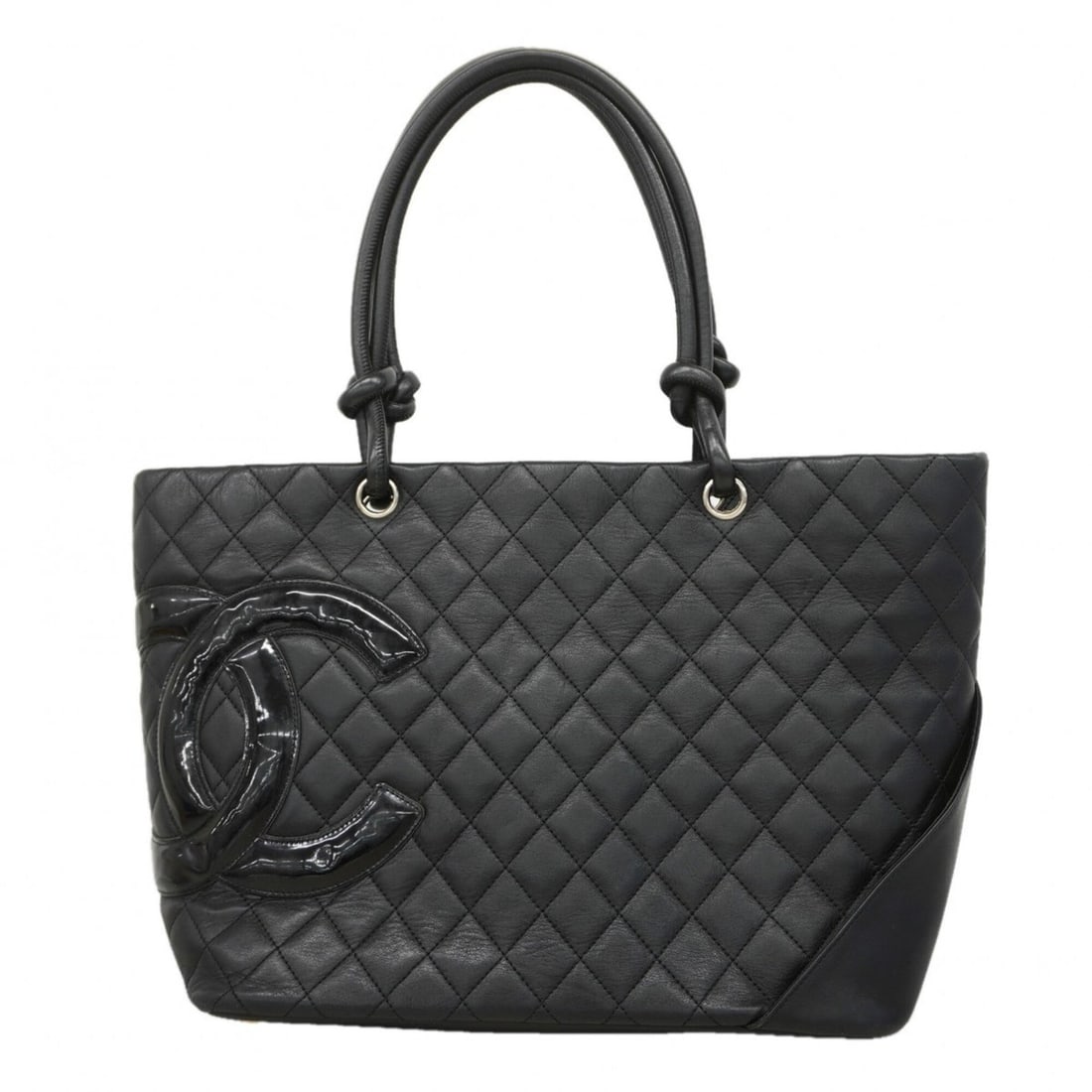 Chanel Cambon Lambskin Tote Bag, Black, Women's: --- Catalog ---Category: SizeSize (HxWxD): 24cm x 30.5cm x 15cm / 9.44'' x 12'' x 5.9''Category: DesignType: Tote bagColor: BlackGender: WomenMaterial: Leather Hardware Color: SilverLeather/Fur Type: 