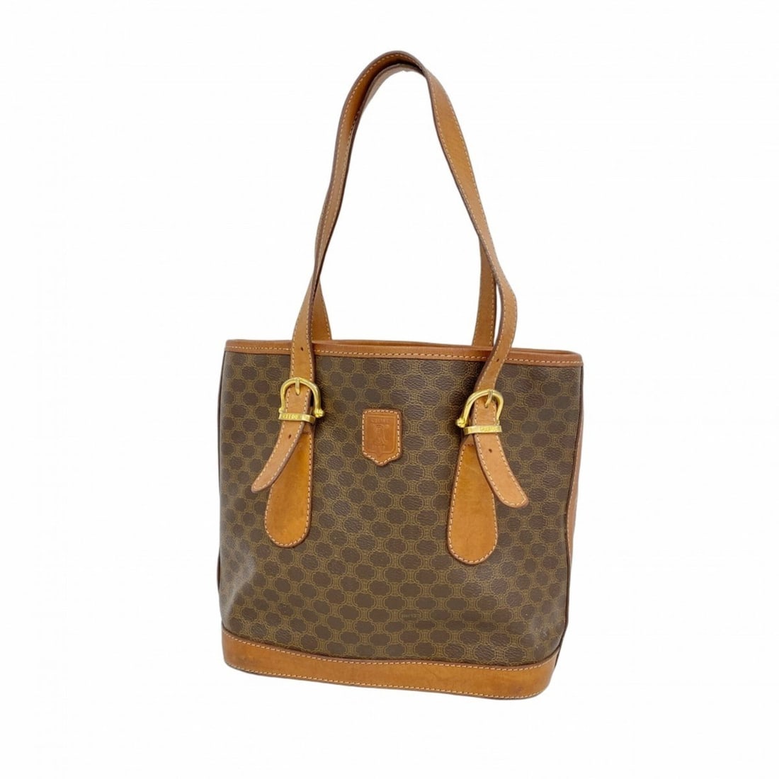 Celine Macadam Tote Bag, Brown, Women's: --- Catalog ---Category: SizeSize (HxWxD): 23.5cm x 23cm x 10cm / 9.25'' x 9.05'' x 3.93''Category: DesignType: Tote bagColor: BrownGender: WomenMaterial: PVC Hardware Color: GoldCategory: GeneralBran
