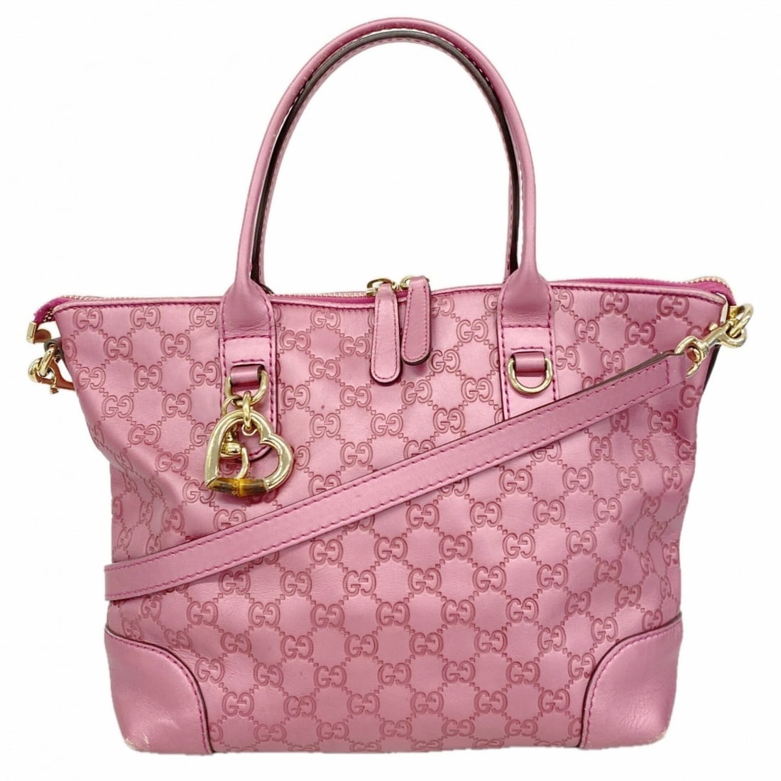 Gucci Tote Bag, Guccissima Heartbit, 269957, Leather, Pink Champagne, 2-way bag for women: --- Catalog ---Category: SizeSize (HxWxD): 25cm x 28.5cm x 14cm / 9.84'' x 11.22'' x 5.51''Category: DesignType: Tote bagColor: PinkGender: WomenMaterial: Leather Hardware Color: Champagne goldCategor