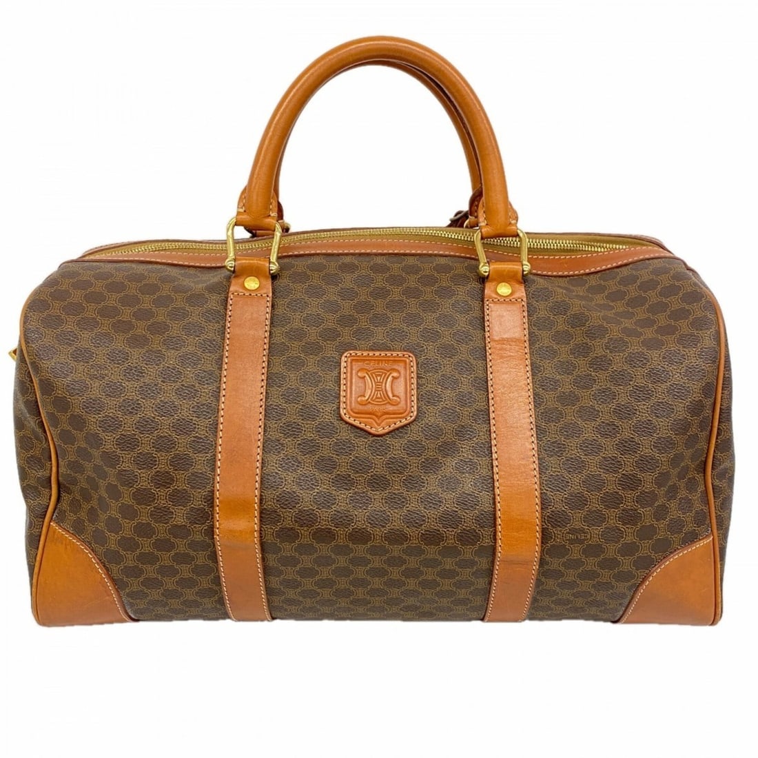Celine bag, Boston Macadam pattern, brown, for men and women.: --- Catalog ---Category: SizeSize (HxWxD): 22cm x 40cm x 22cm / 8.66'' x 15.74'' x 8.66''Category: DesignType: Boston bagColor: BrownGender: Men,WomenMaterial: PVC Hardware Color: GoldCategory: Genera
