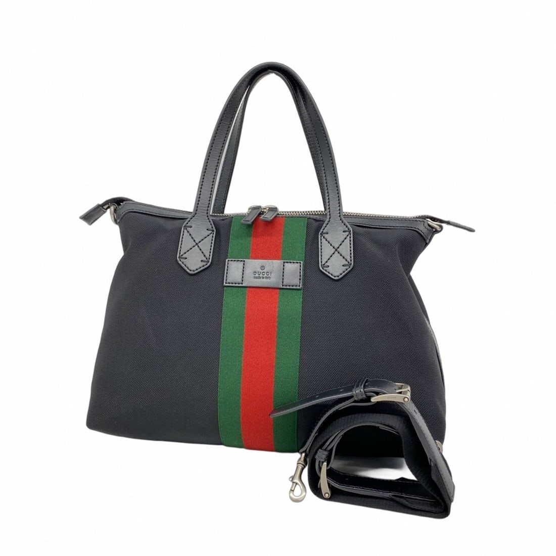 Gucci Sherry Line Handbag 630923 Nylon Black 2-way Bag for Women: --- Catalog ---Category: SizeSize (HxWxD): 25cm x 35.5cm x 14cm / 9.84'' x 13.97'' x 5.51''Category: DesignType: HandbagColor: BlackGender: WomenMaterial: Nylon Hardware Color: SilverCategory: General