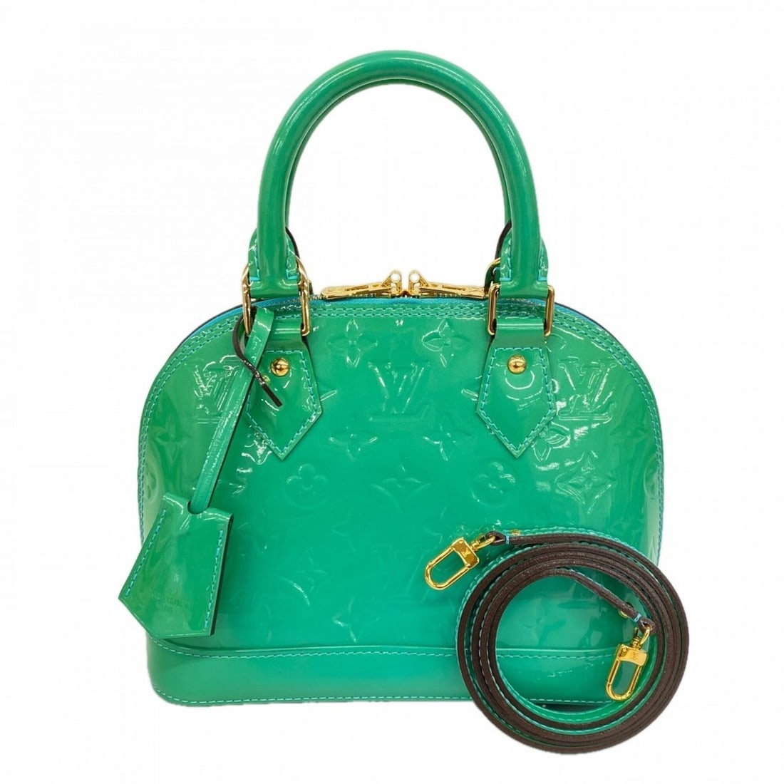Louis Vuitton Alma BB Vernis Handbag M90302 Turquoise 2-way bag for women: --- Catalog ---Category: SizeSize (HxWxD): 18cm x 23cm x 11cm / 7.08'' x 9.05'' x 4.33''Category: DesignType: HandbagColor: BlueGender: WomenCategory: GeneralMPN: M90302Brand: Louis Vuitton--- Item Li