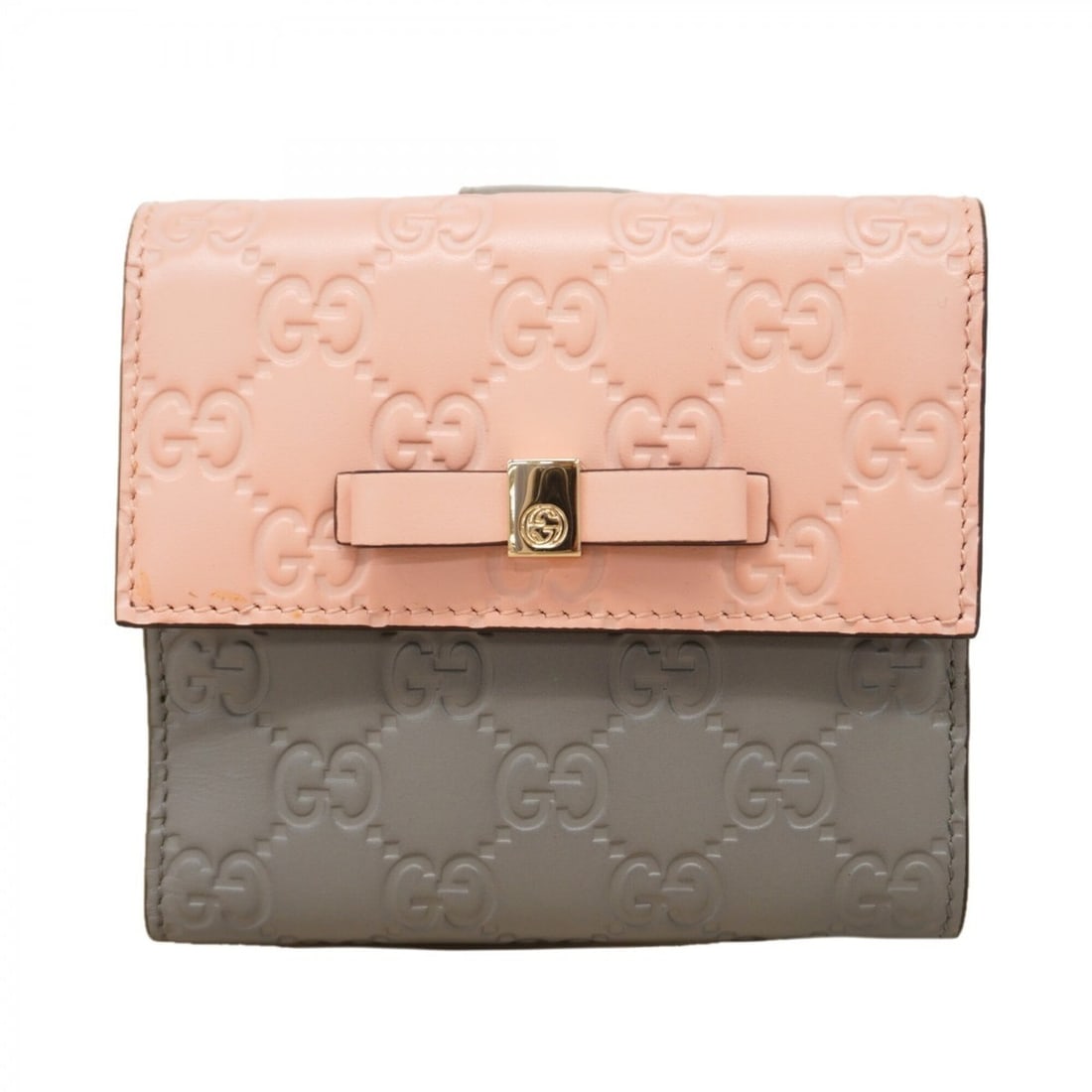 Gucci wallet, Guccissima pattern, 406925, leather, gray, pink, champagne, women's.: --- Catalog ---Category: SizeSize (HxWxD): 11cm x 12cm x 3cm / 4.33'' x 4.72'' x 1.18''Category: DesignType: Wallet (bi-fold)Color: Gray, PinkGender: WomenMaterial: Leather Category: GeneralMPN: 40692