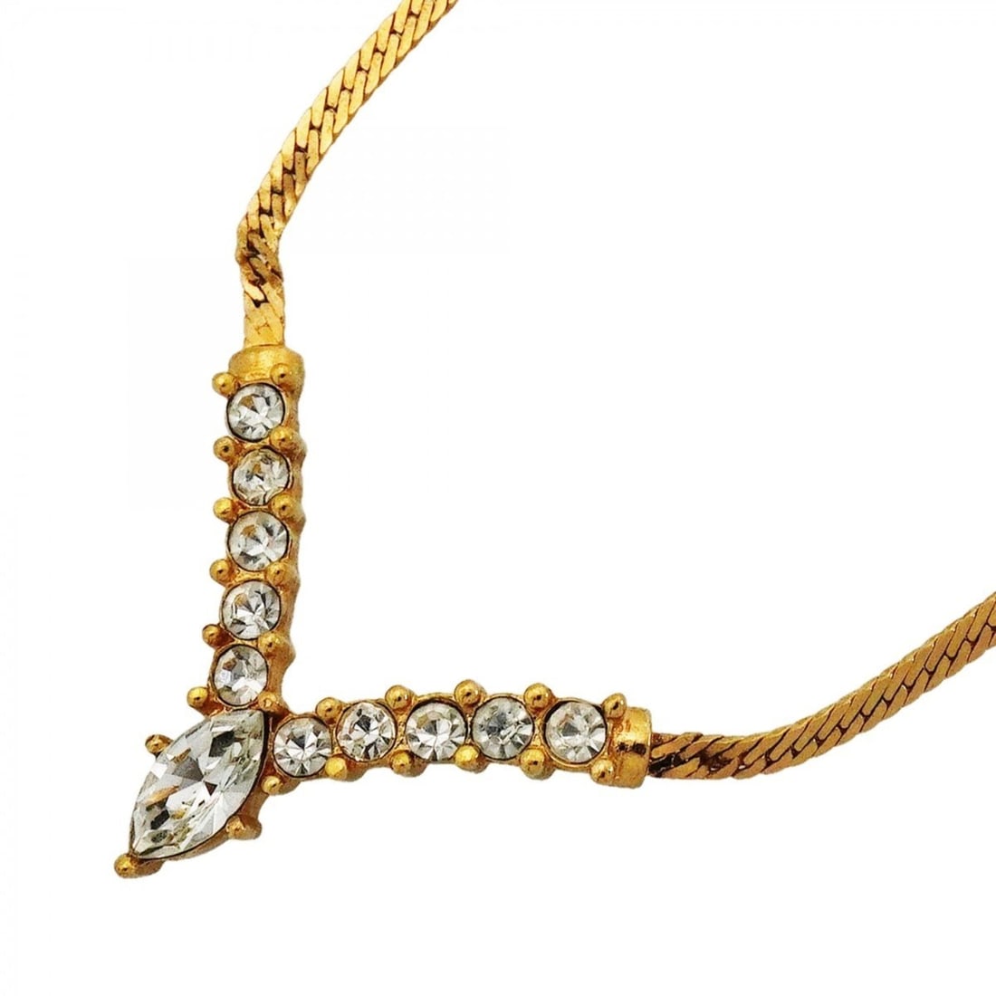 Christian Dior Necklace, GP Plated, Rhinestone, Gold, Women's: --- Catalog ---Category: SizePendant Size: 19.8mm x 25.3mm / 0.77'' x 0.99''Neck Circumference: 38.5 cm - 43.5 cm / 15.15'' - 17.12''Category: DesignColor: GoldGender: WomenMaterial: Gold plating, Rhi