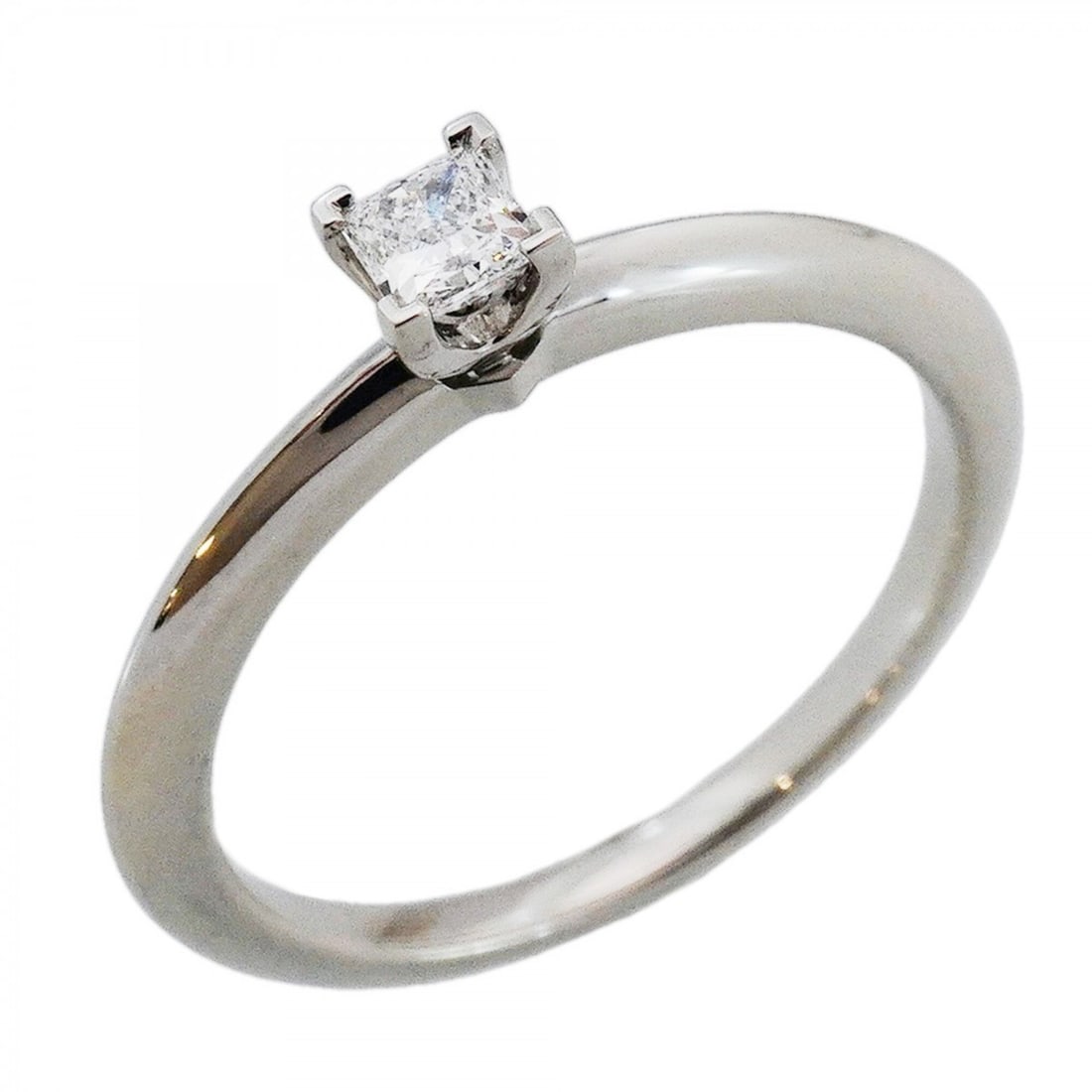 Tiffany & Co. Solitaire Square Cut Ring, 1PD (One Diamond), Pt950 Platinum, 0.18ct Diamond, Size 14 (1 of 19)