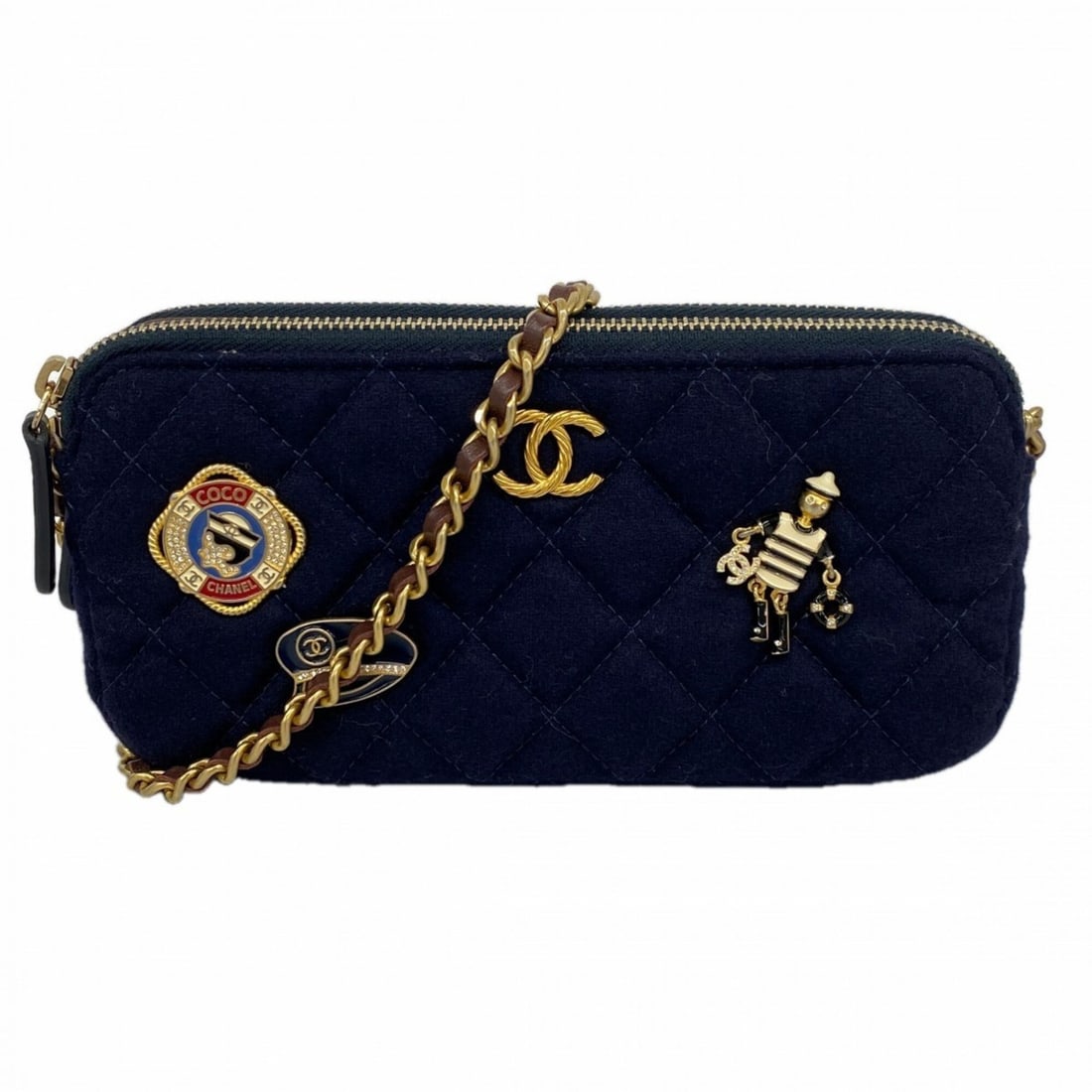Chanel Shoulder Bag, Chain Shoulder, Marine Cotton, Navy, Women's: --- Catalog ---Category: SizeSize (HxWxD): 9cm x 8cm x 3.5cm / 3.54'' x 3.14'' x 1.37''Category: DesignType: Shoulder bagColor: NavyGender: WomenMaterial: Cotton Hardware Color: GoldCategory: GeneralB