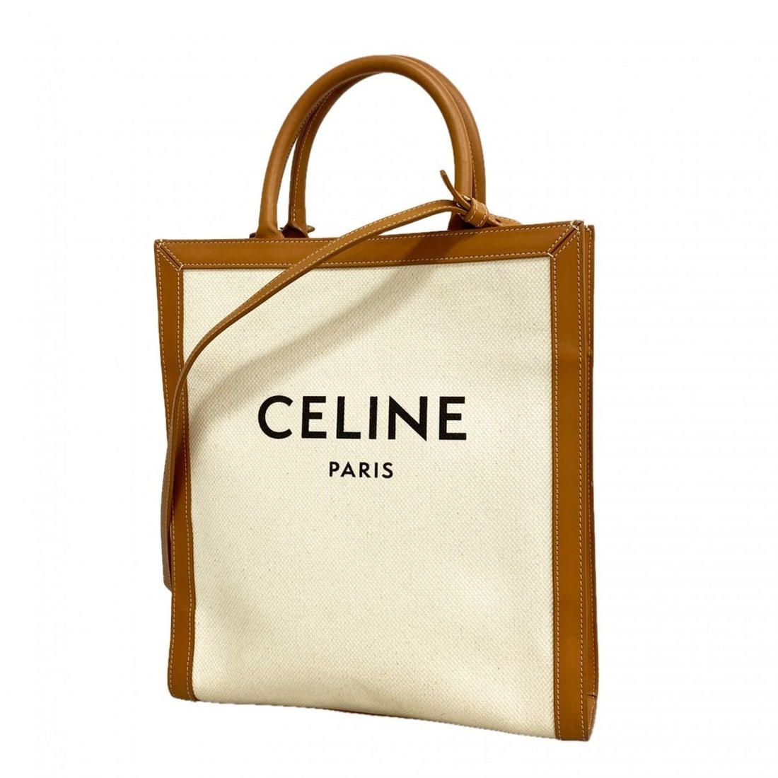 Celine Vertical Cabas Canvas Handbag, Brown/Beige, 2-way bag for women: --- Catalog ---Category: SizeSize (HxWxD): 32cm x 28cm x 8cm / 12.59'' x 11.02'' x 3.14''Category: DesignType: HandbagColor: Beige, BrownGender: WomenMaterial: Canvas Hardware Color: GoldCategory: Gen